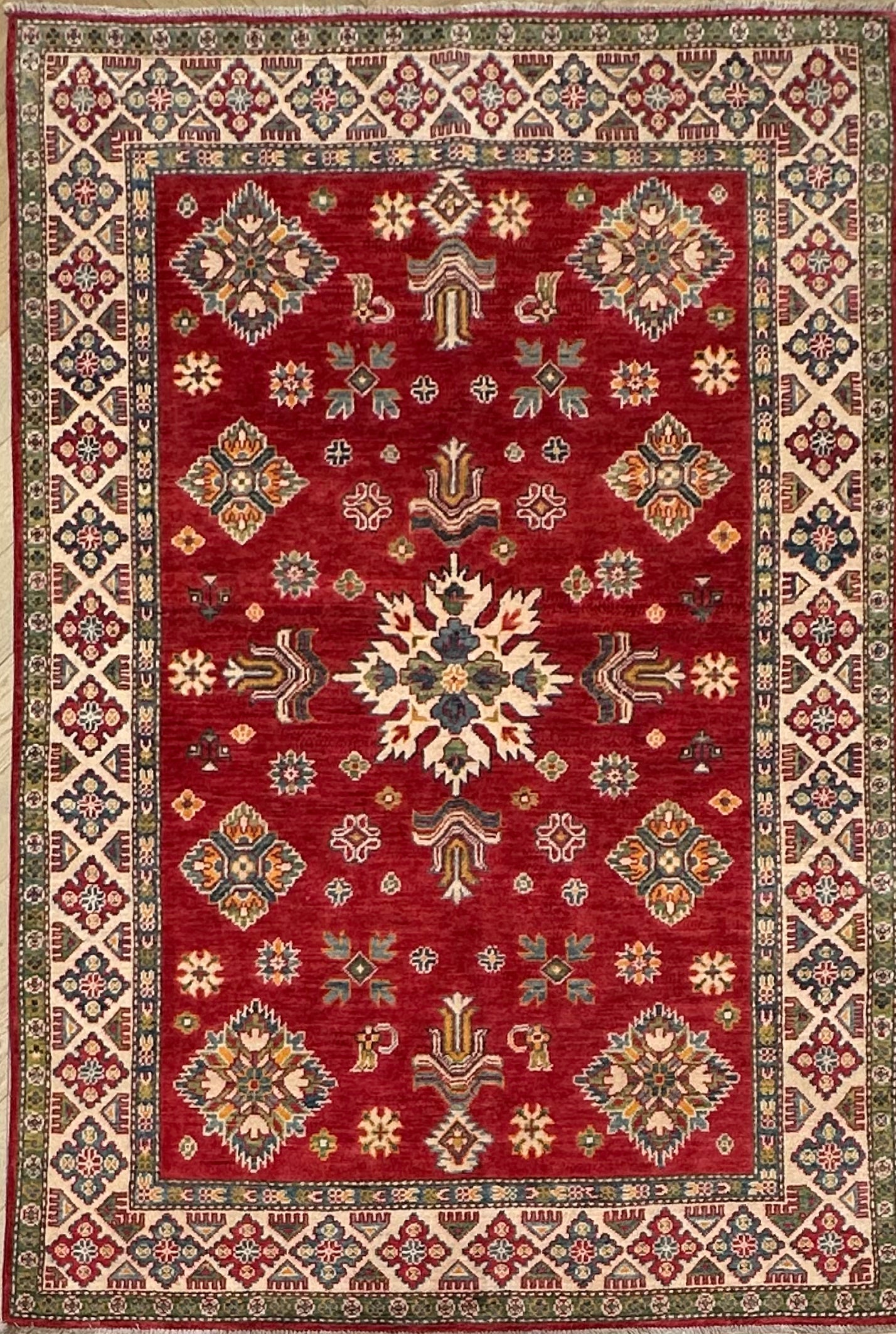 Red Afghan Handmade — 2.10 x 1.42
