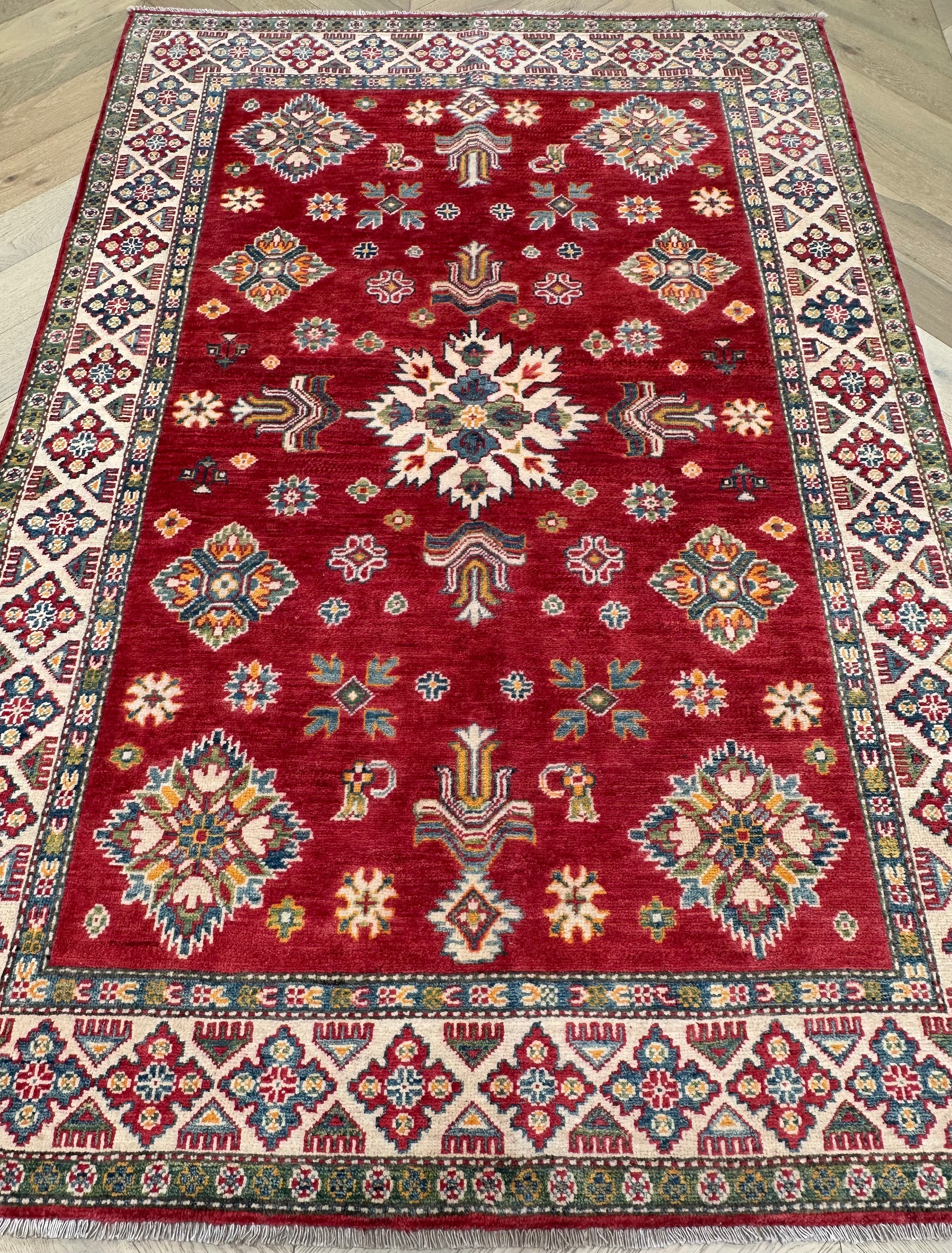 Red Afghan Handmade — 2.10 x 1.42