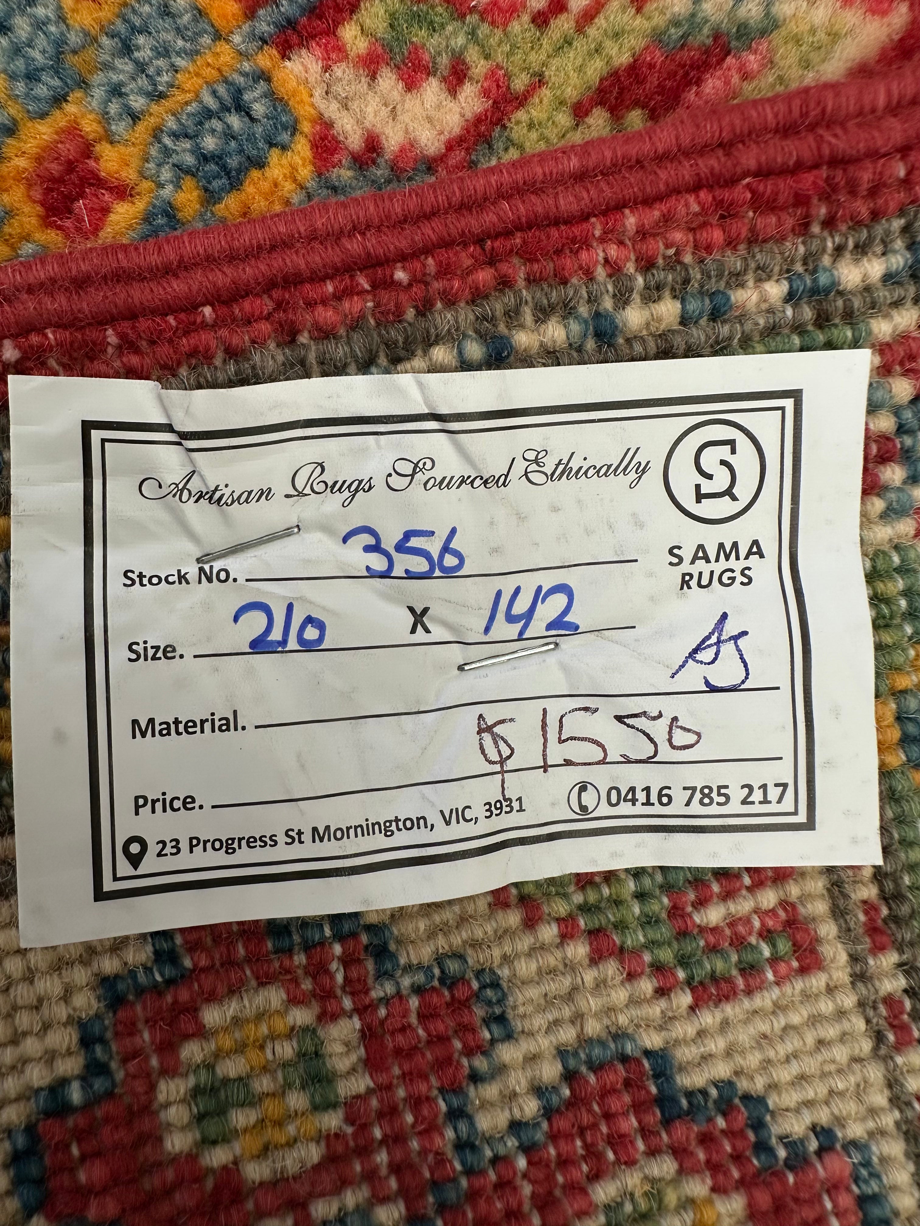 Red Afghan Handmade — 2.10 x 1.42