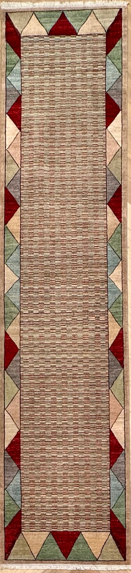 Handmade Gaba rug-runner — 3.80 x 0.85