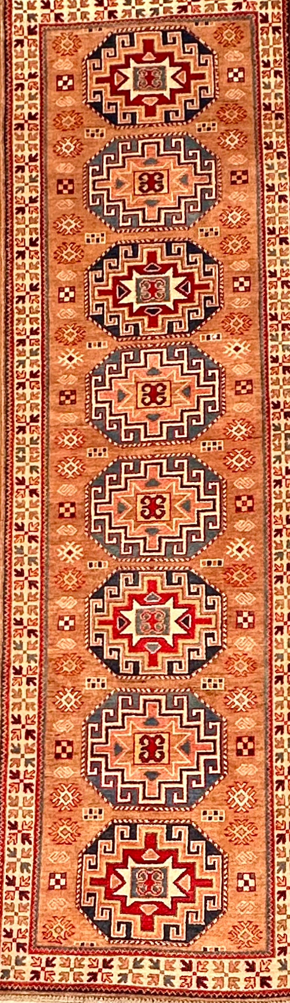 Grey Kazak handmade runner — 2.82 x 0.81