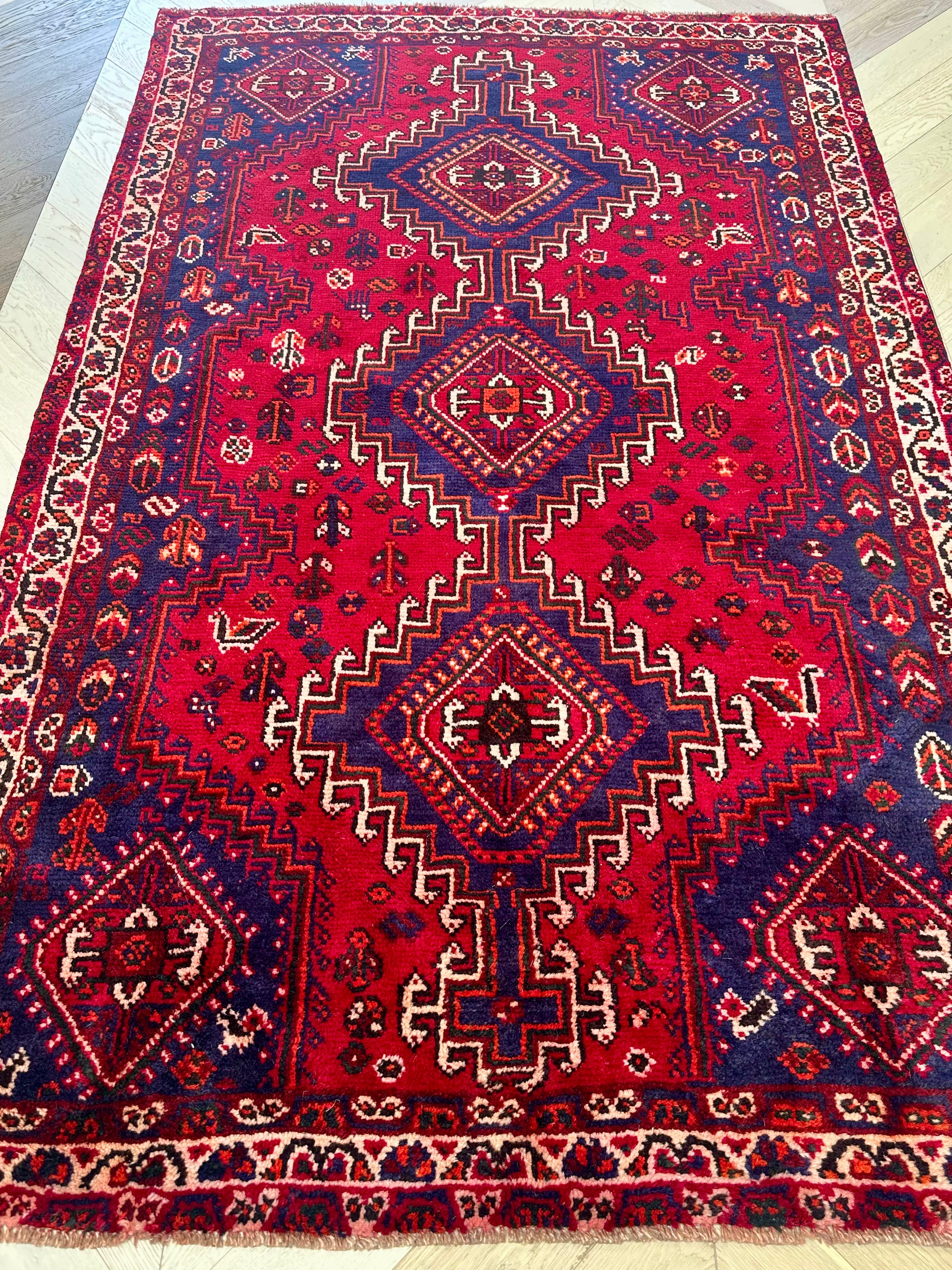 Red Afghan Handmade — 2.44 x 1.55