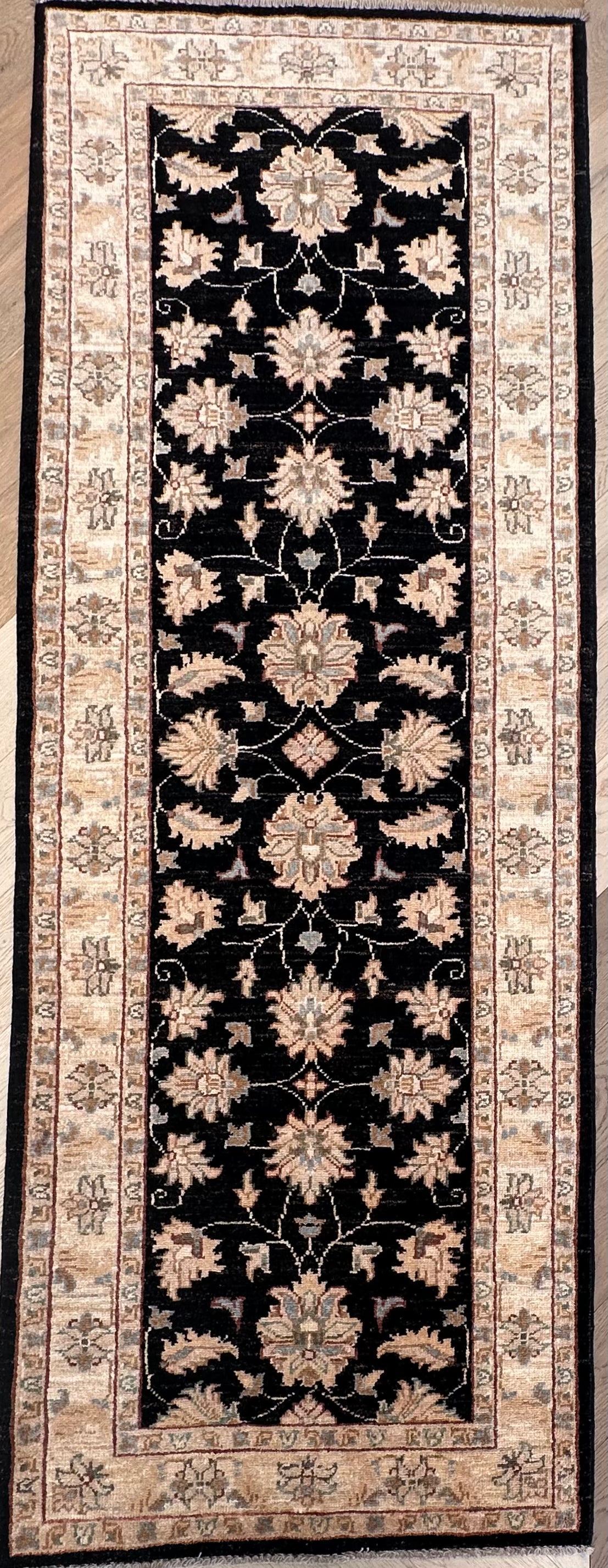 Grey Kazak handmade runner — 2.01 x 0.73