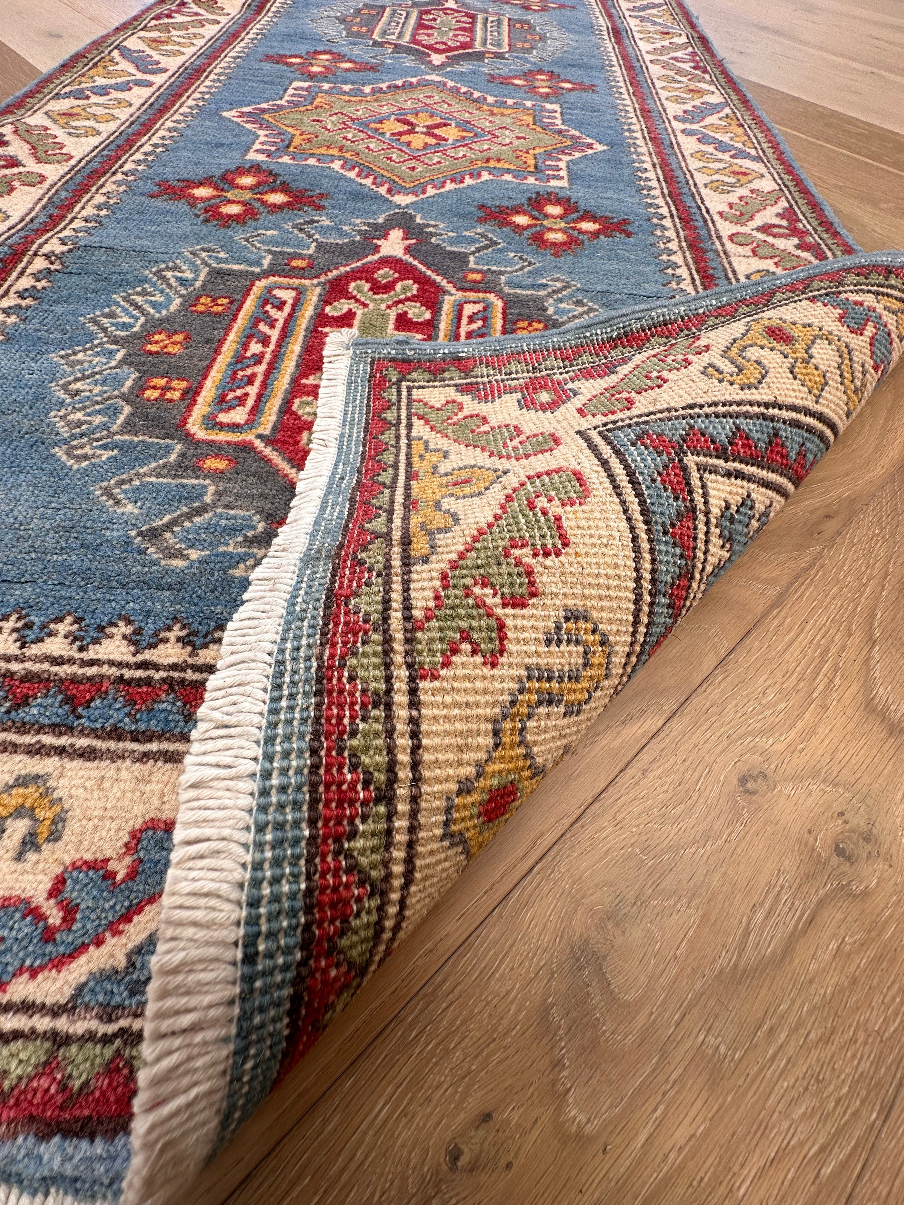 Beige Kazak handmade runner — 0.00 x 0.82