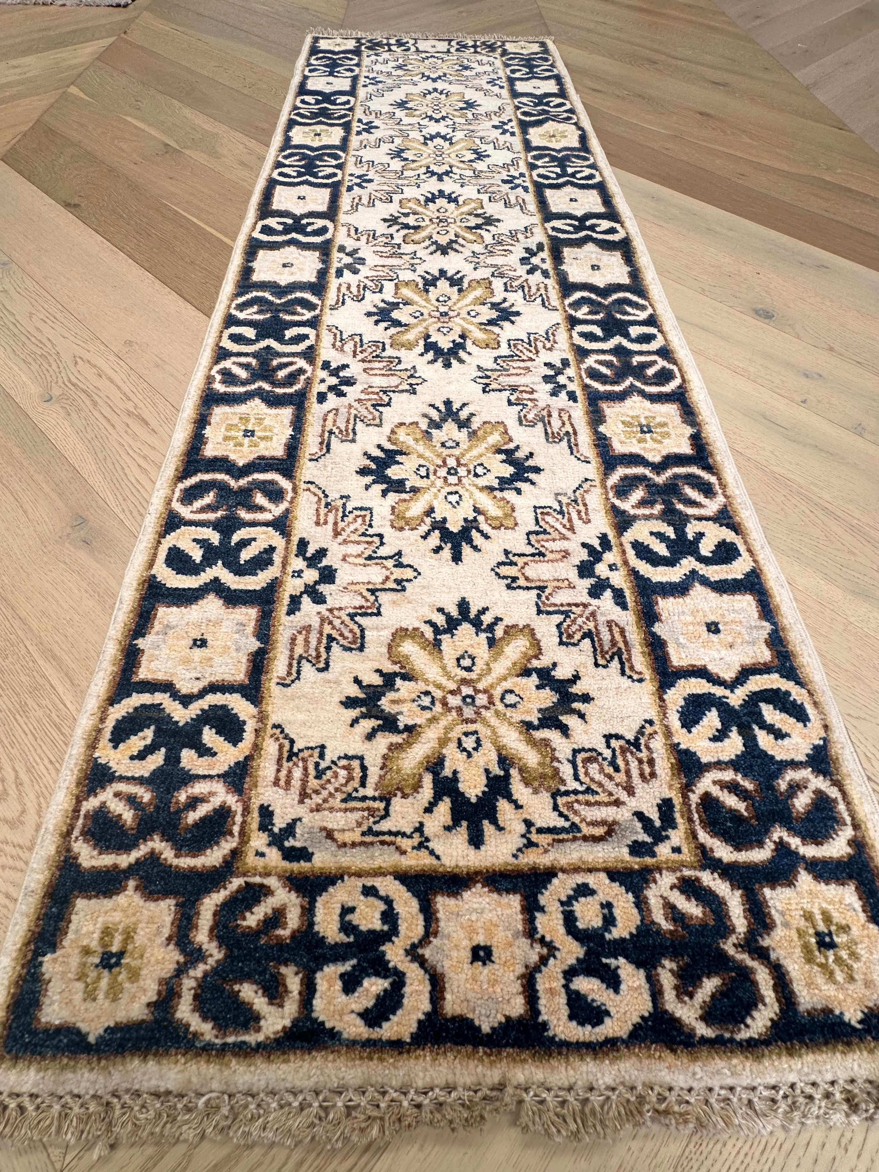 Grey Kazak handmade runner — 1.92 x 0.60