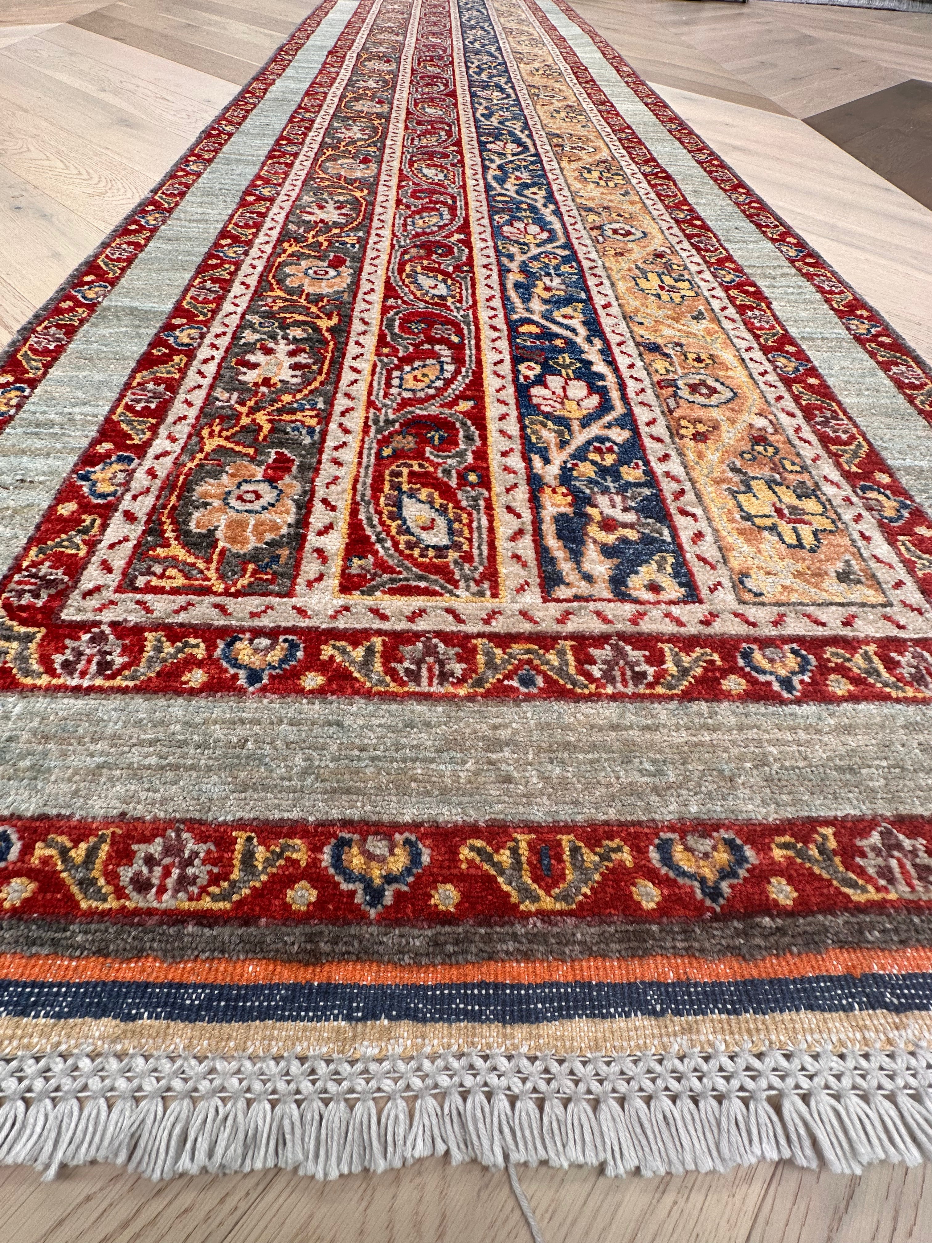 Grey Chobi Afghan Handmade — 2.99 x 0.82
