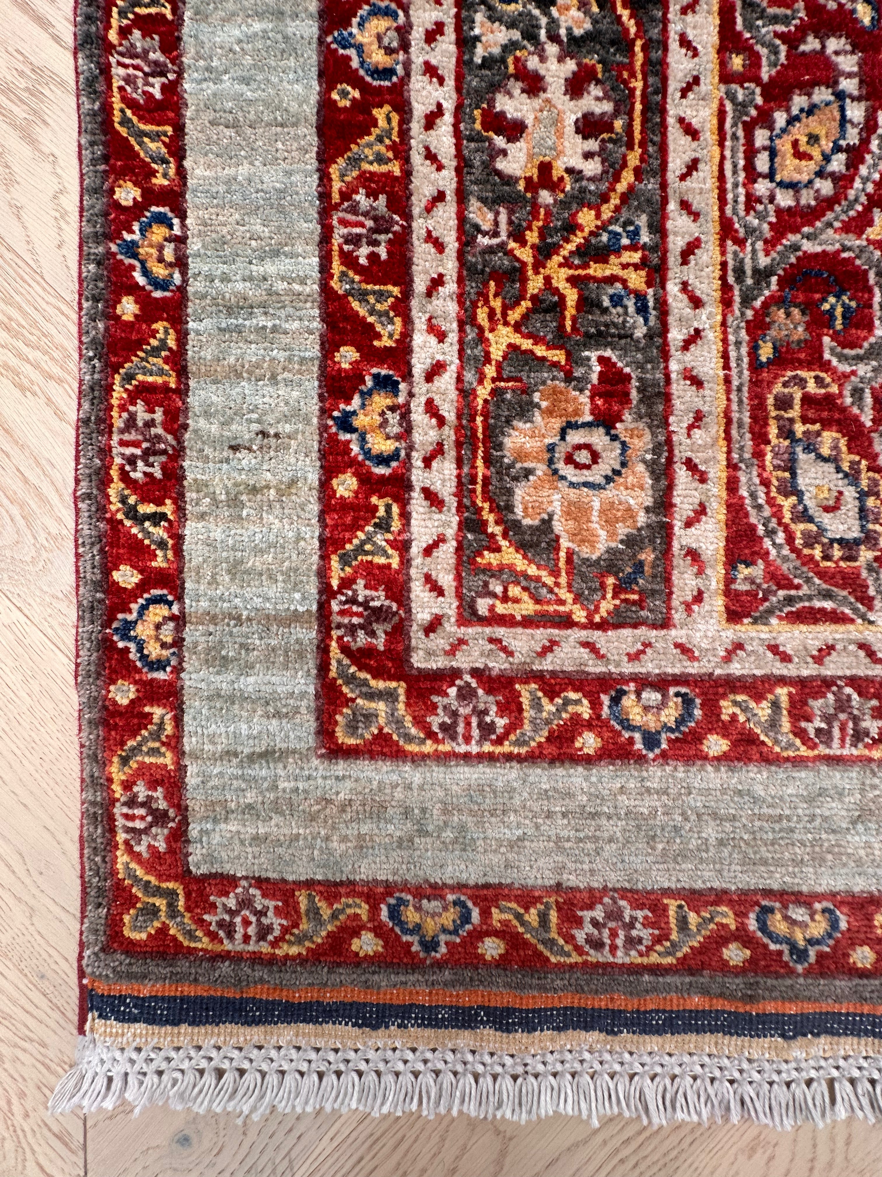 Grey Chobi Afghan Handmade — 2.99 x 0.82