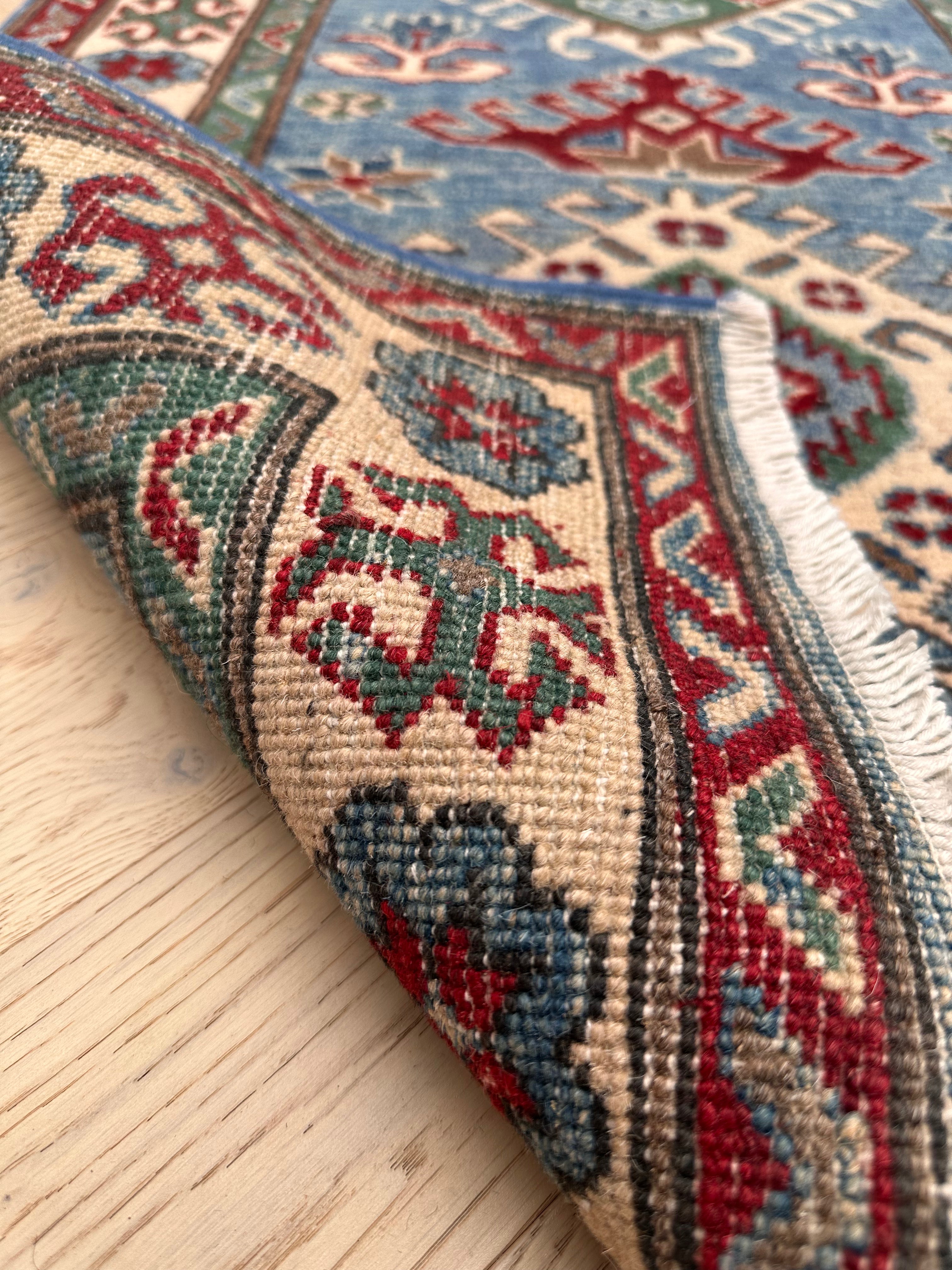 Grey Kazak handmade runner — 2.93 x 0.84