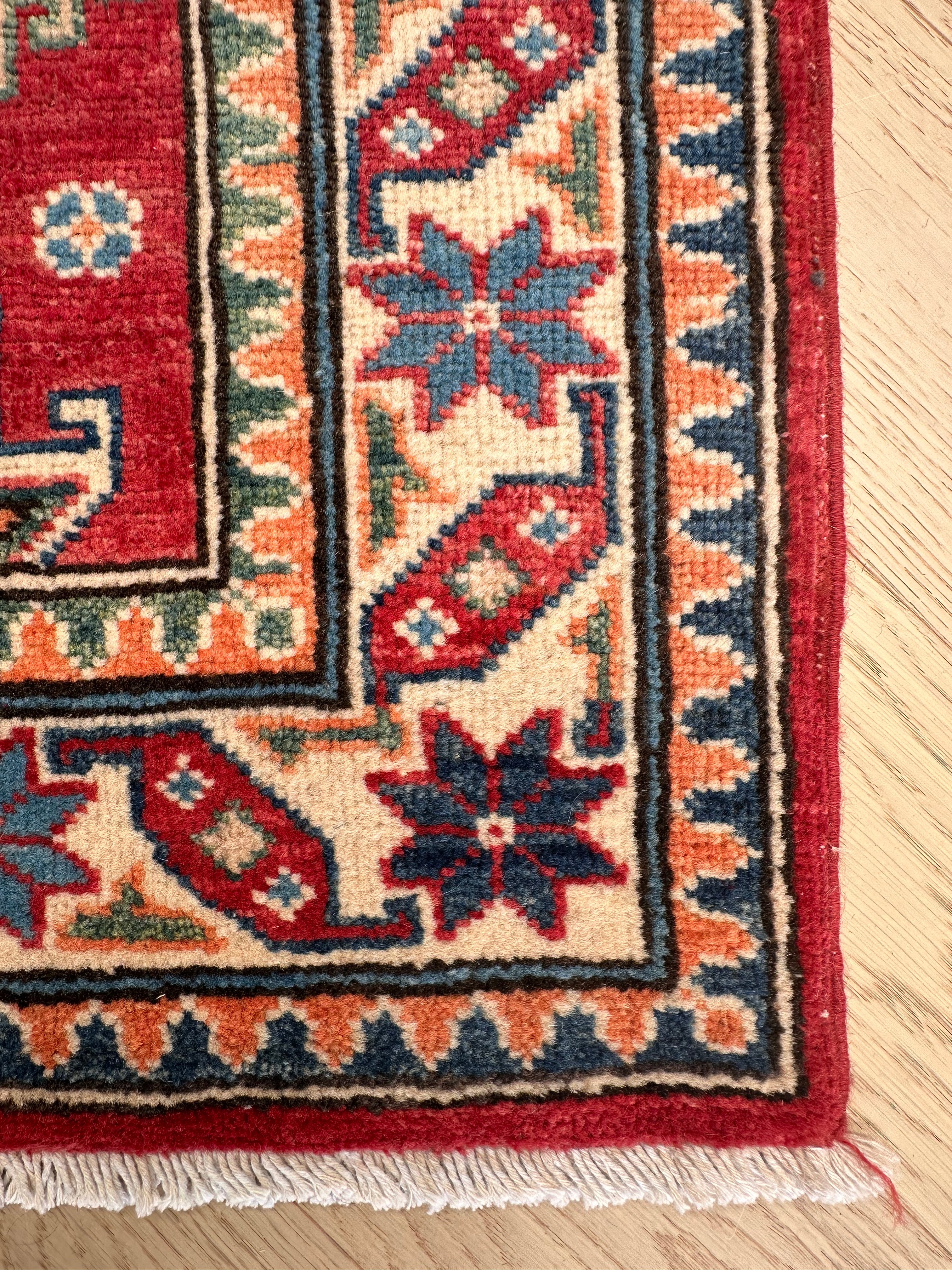 Red Kazak handmade runner — 1.89 x 0.80