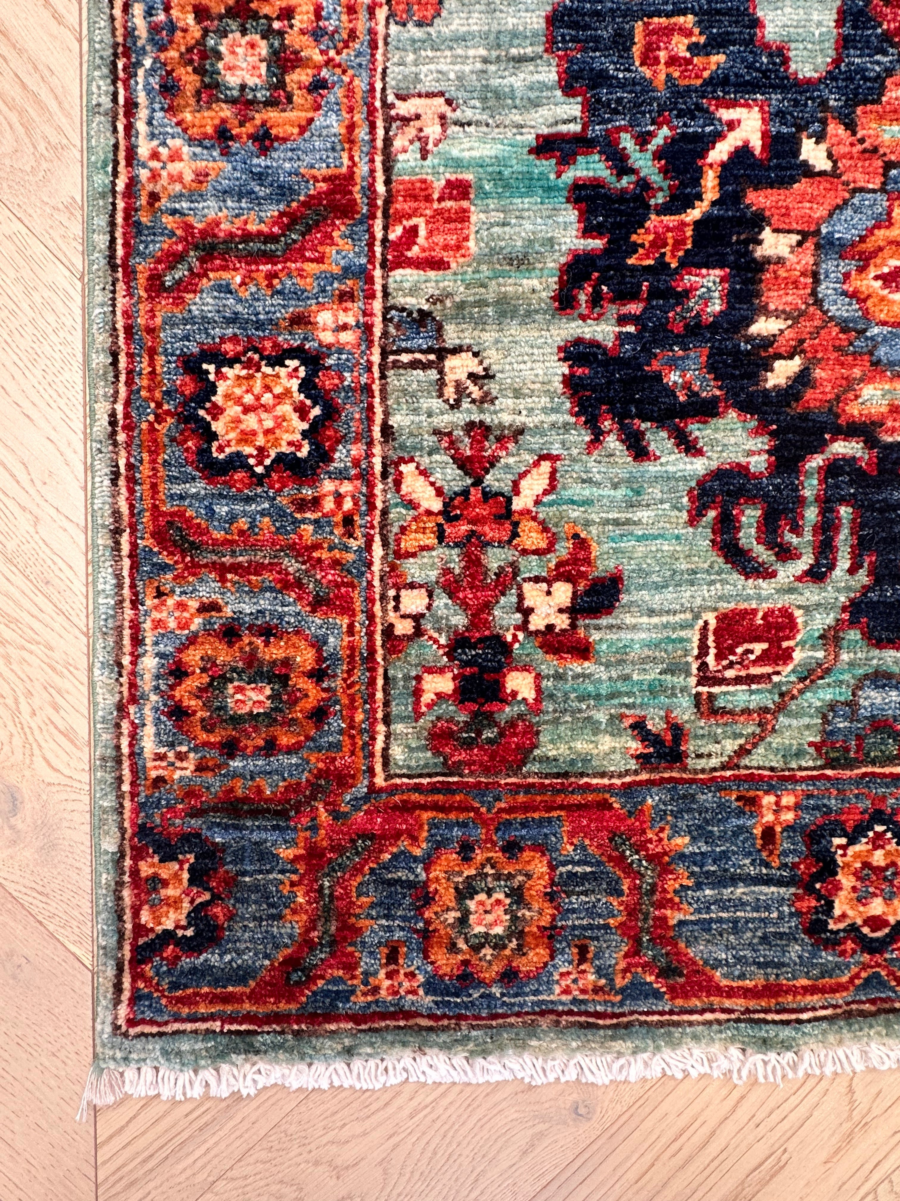 Beige Chobi Afghan Handmade — 3.01 x 0.83