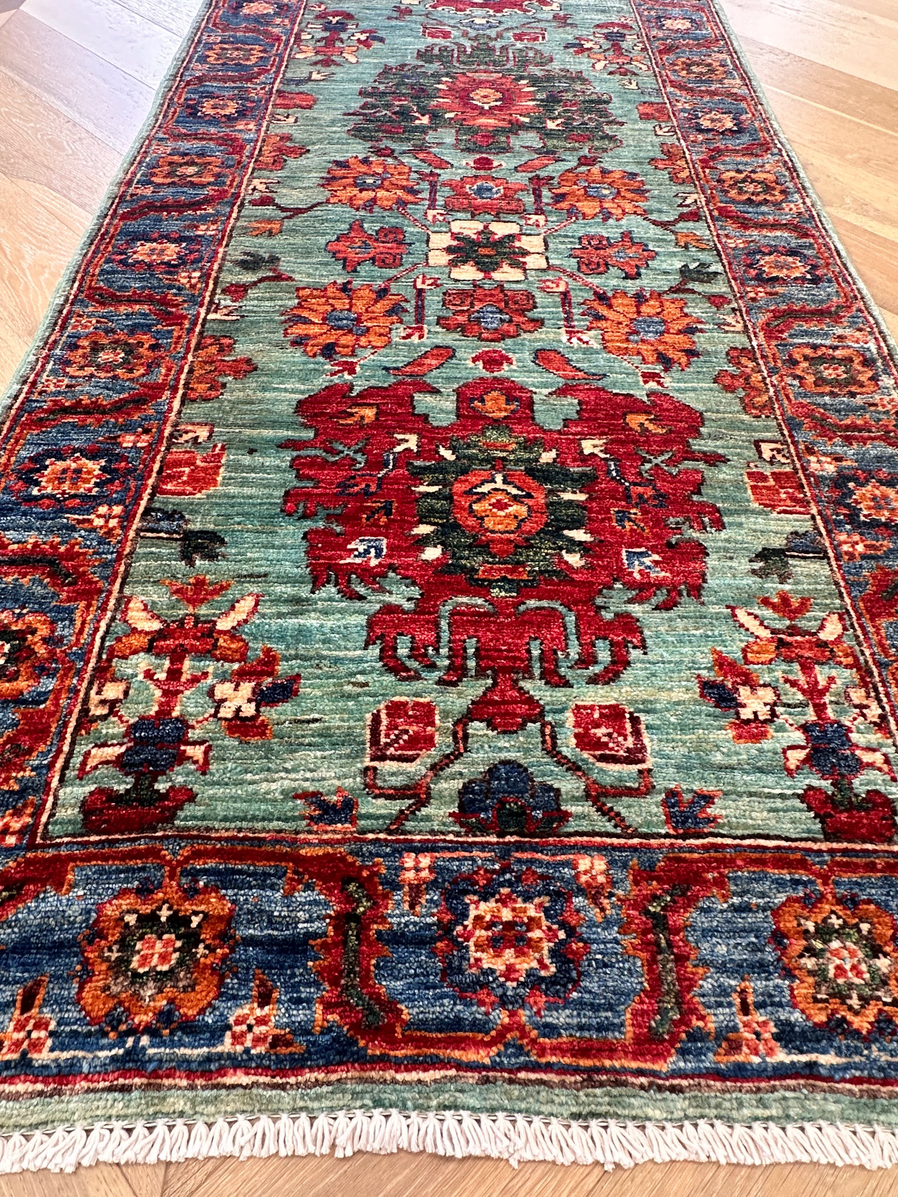 Beige Chobi Afghan Handmade — 3.01 x 0.83