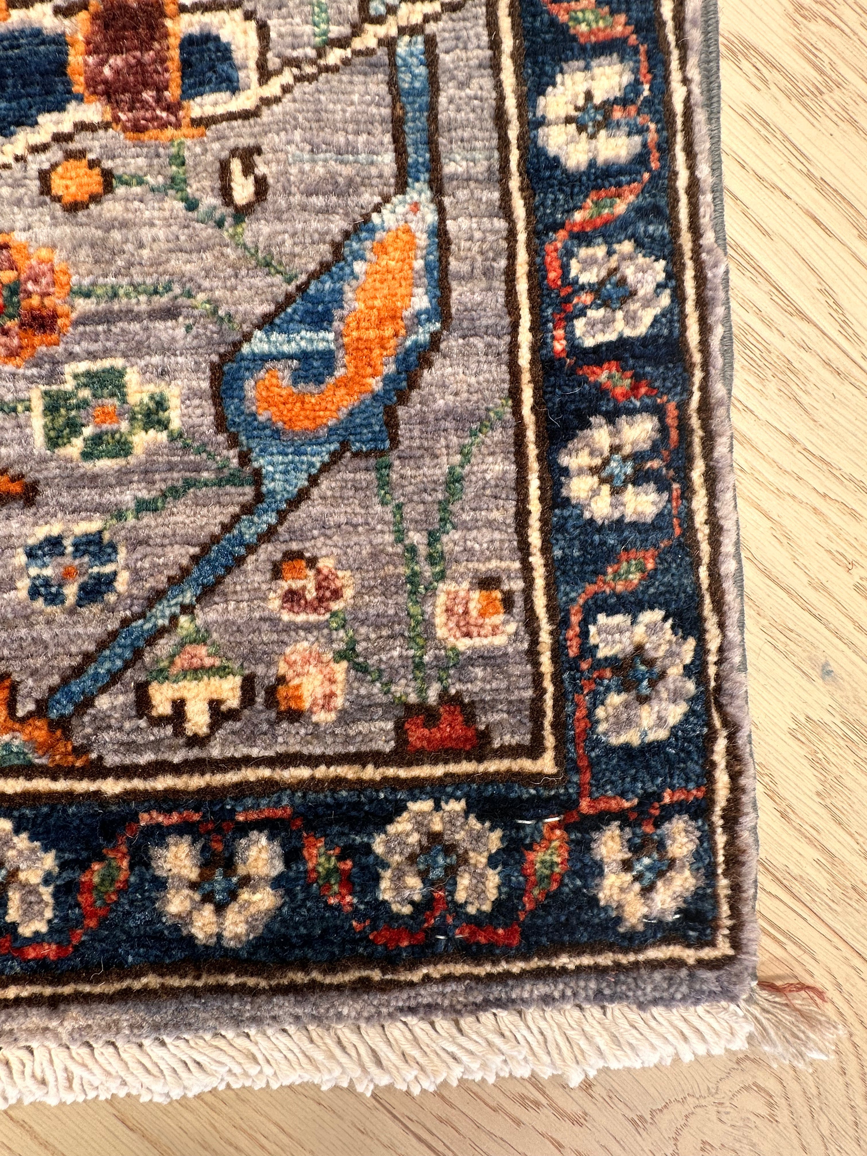 Beige Chobi Afghan Handmade — 2.93 x 0.82