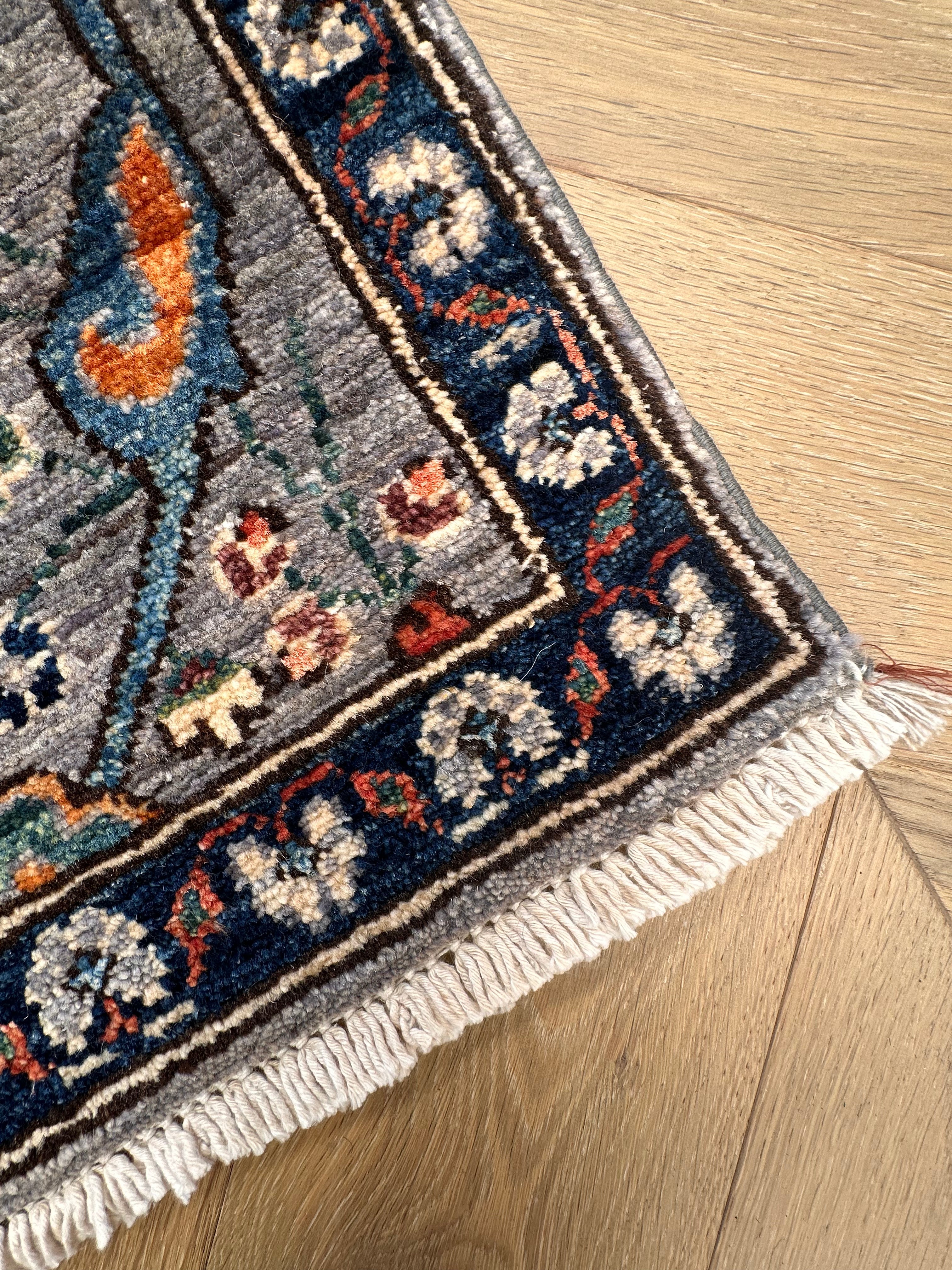 Beige Chobi Afghan Handmade — 2.93 x 0.82