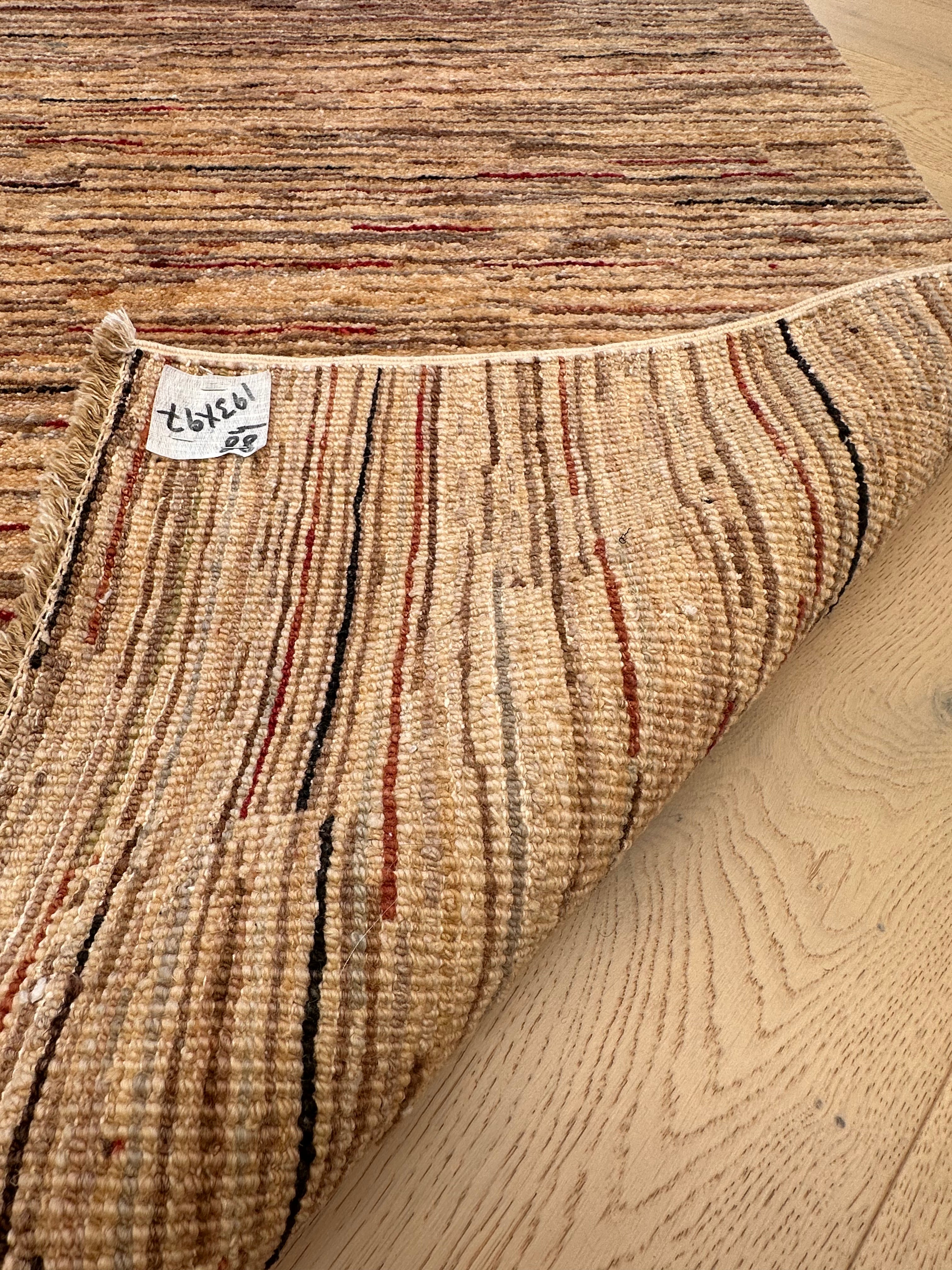 Beige Chobi Afghan Handmade — 1.93 x 0.97