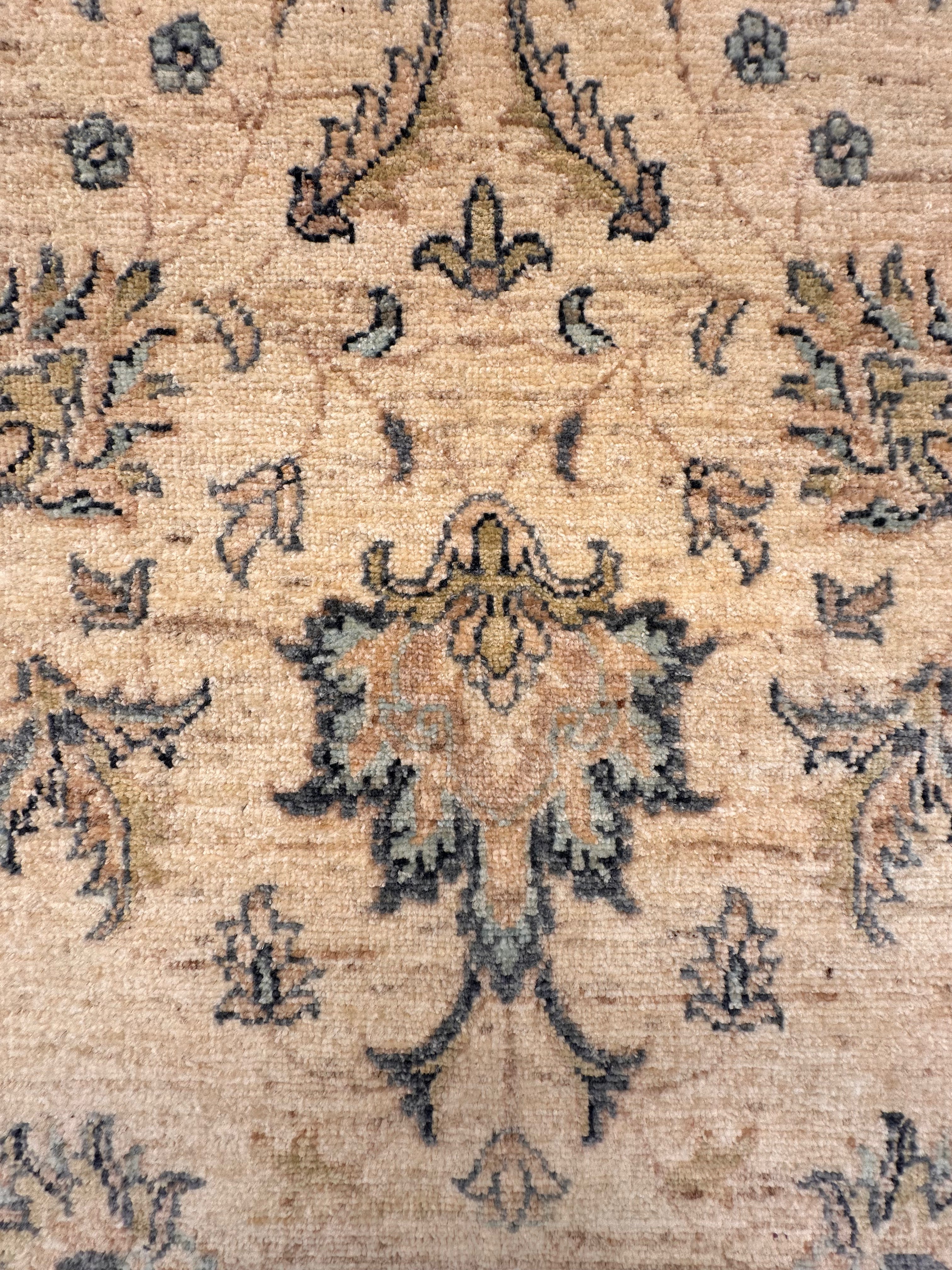 Beige Chobi Afghan Handmade — 3.83 x 0.89