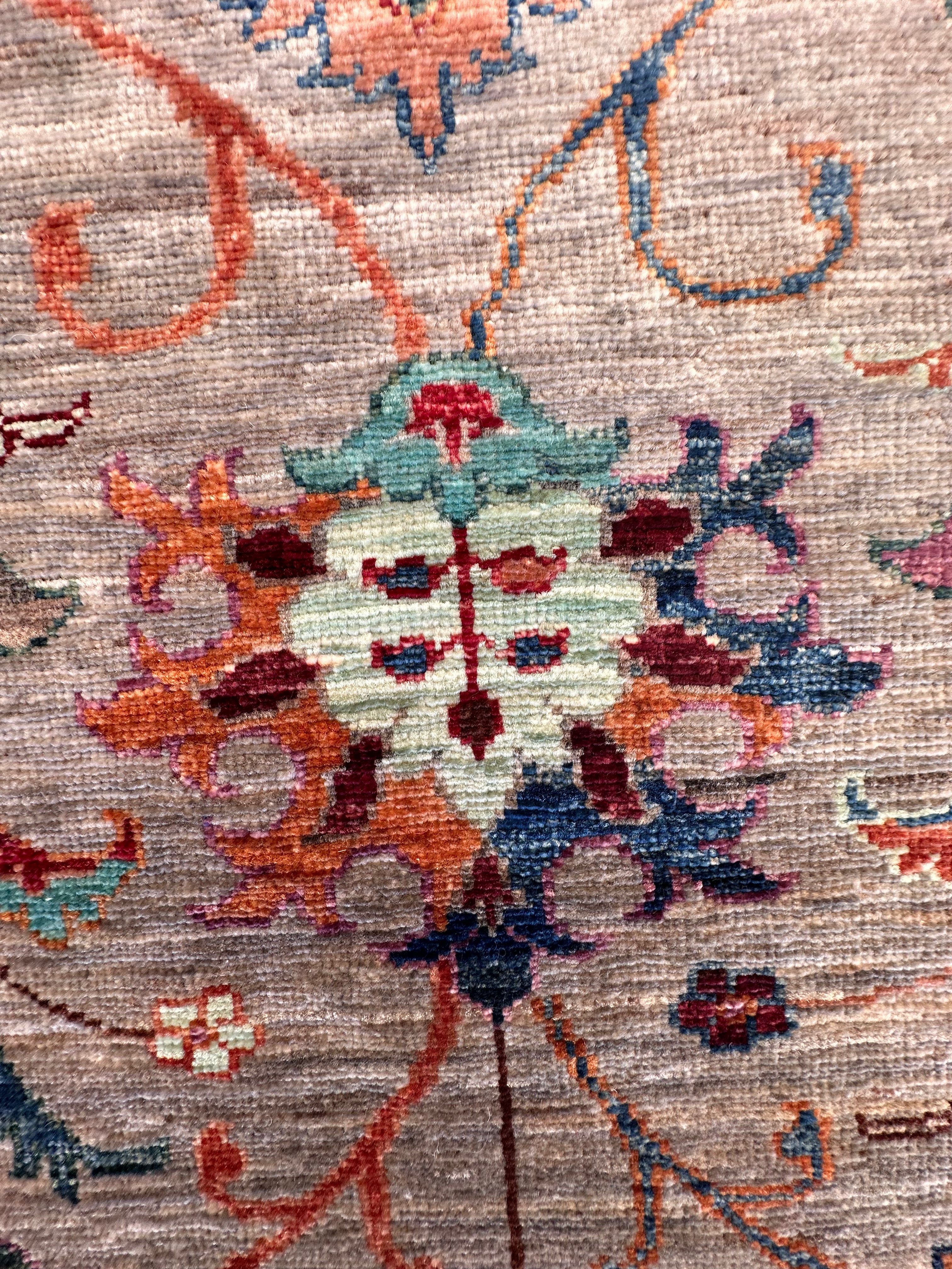 Beige Chobi Afghan Handmade — 2.45 x 0.80