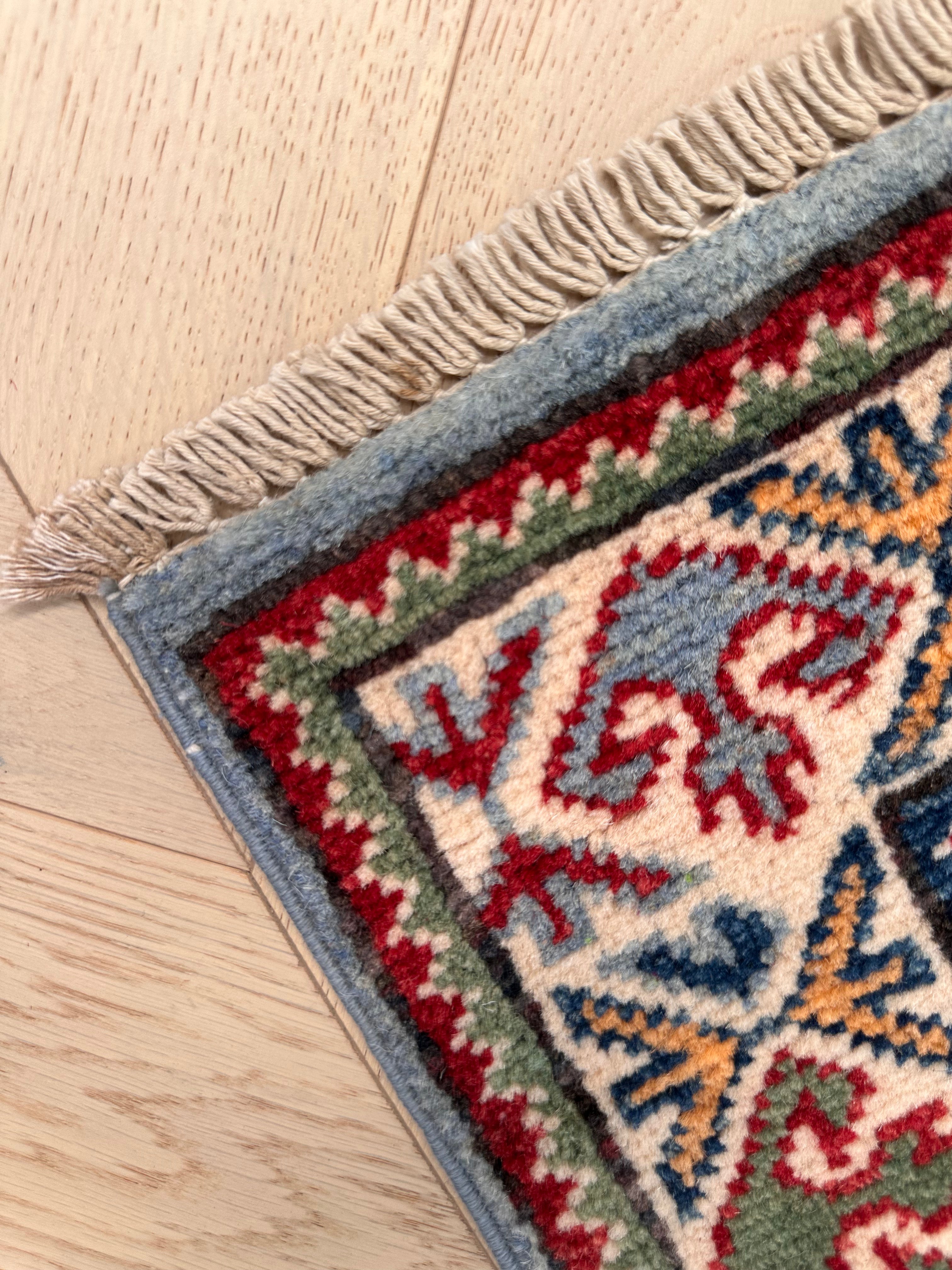 Grey Kazak handmade runner — 1.80 x 0.61