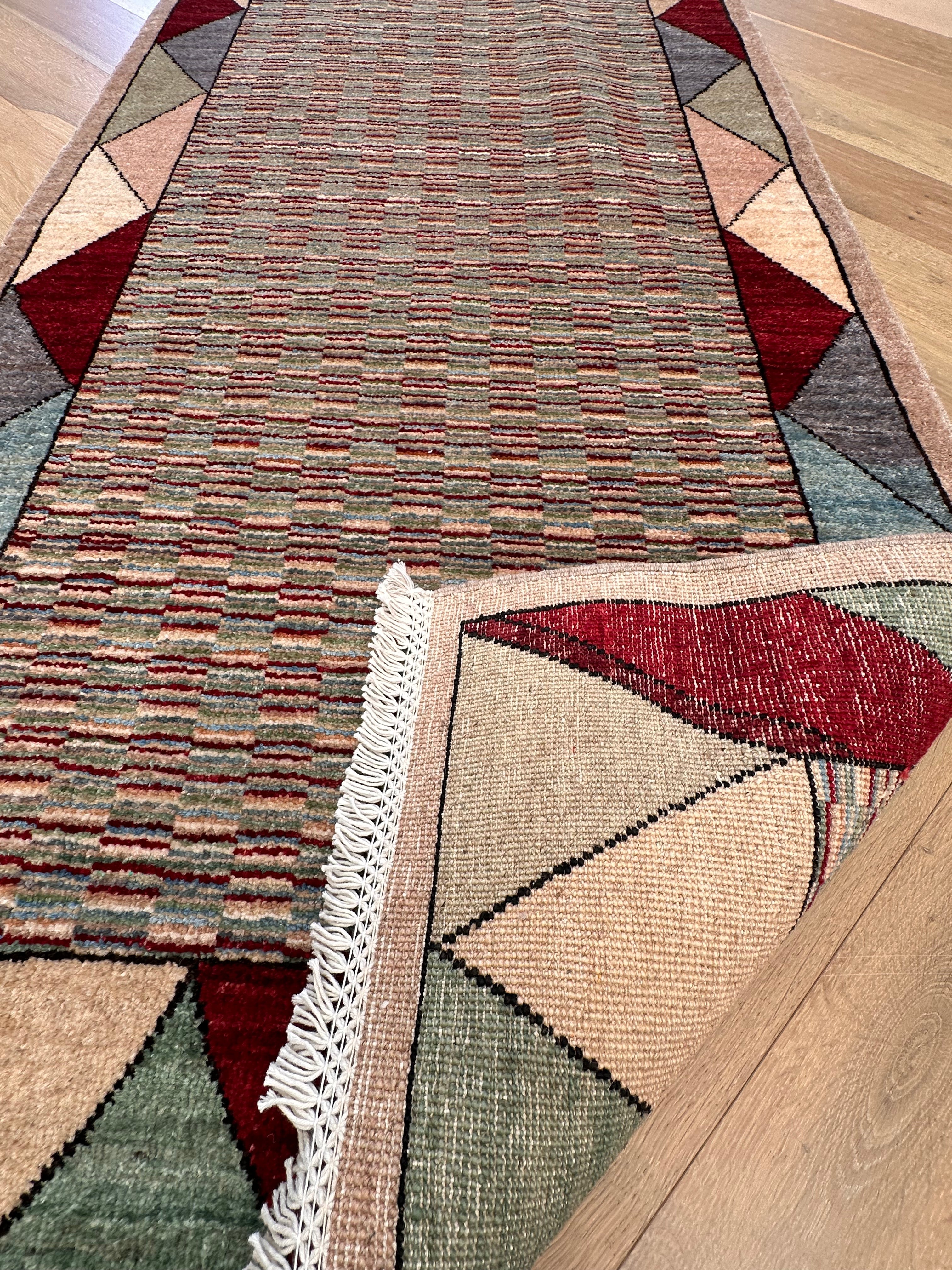 Handmade Gaba rug-runner — 3.80 x 0.85