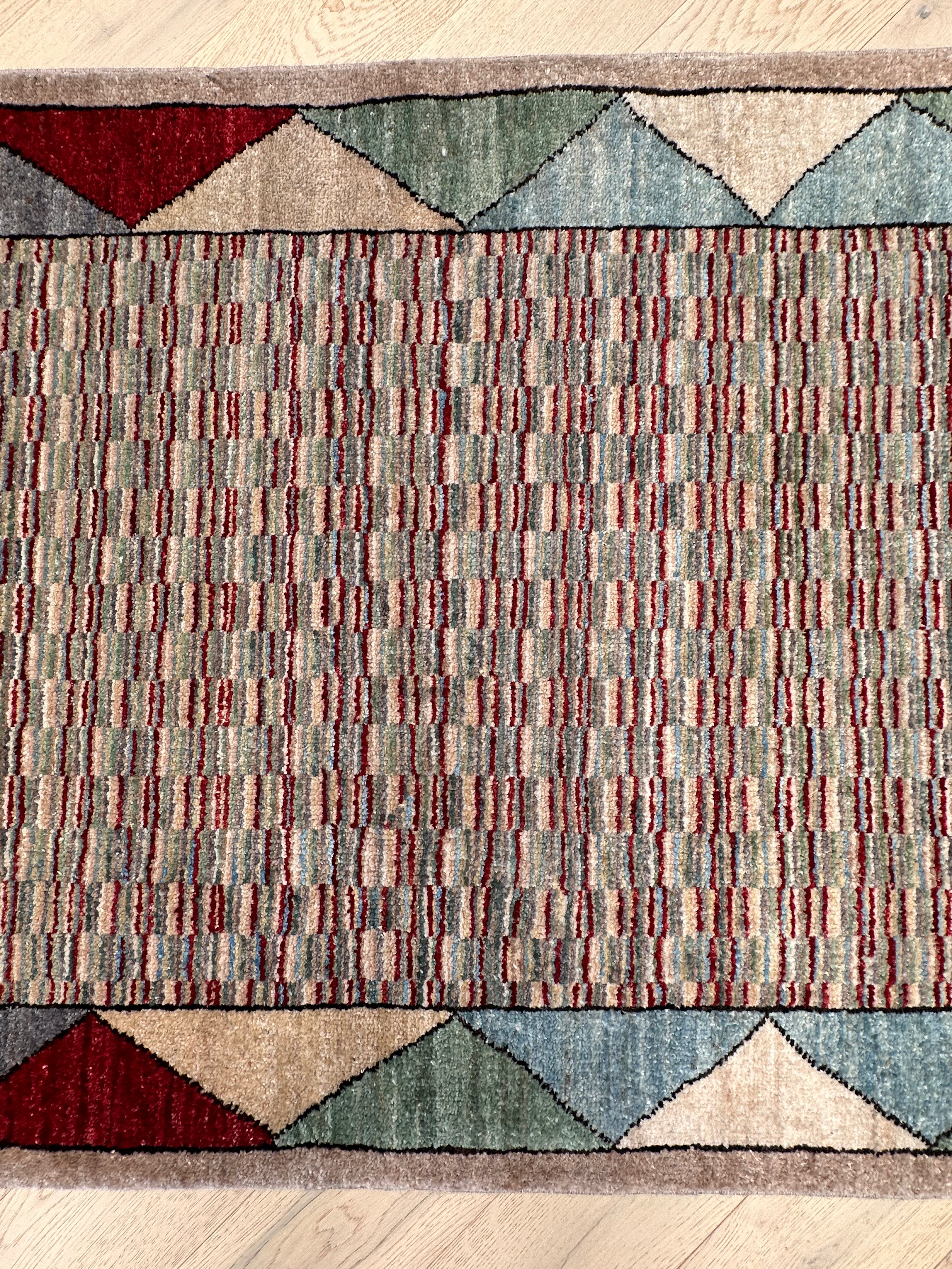 Handmade Gaba rug-runner — 3.80 x 0.85