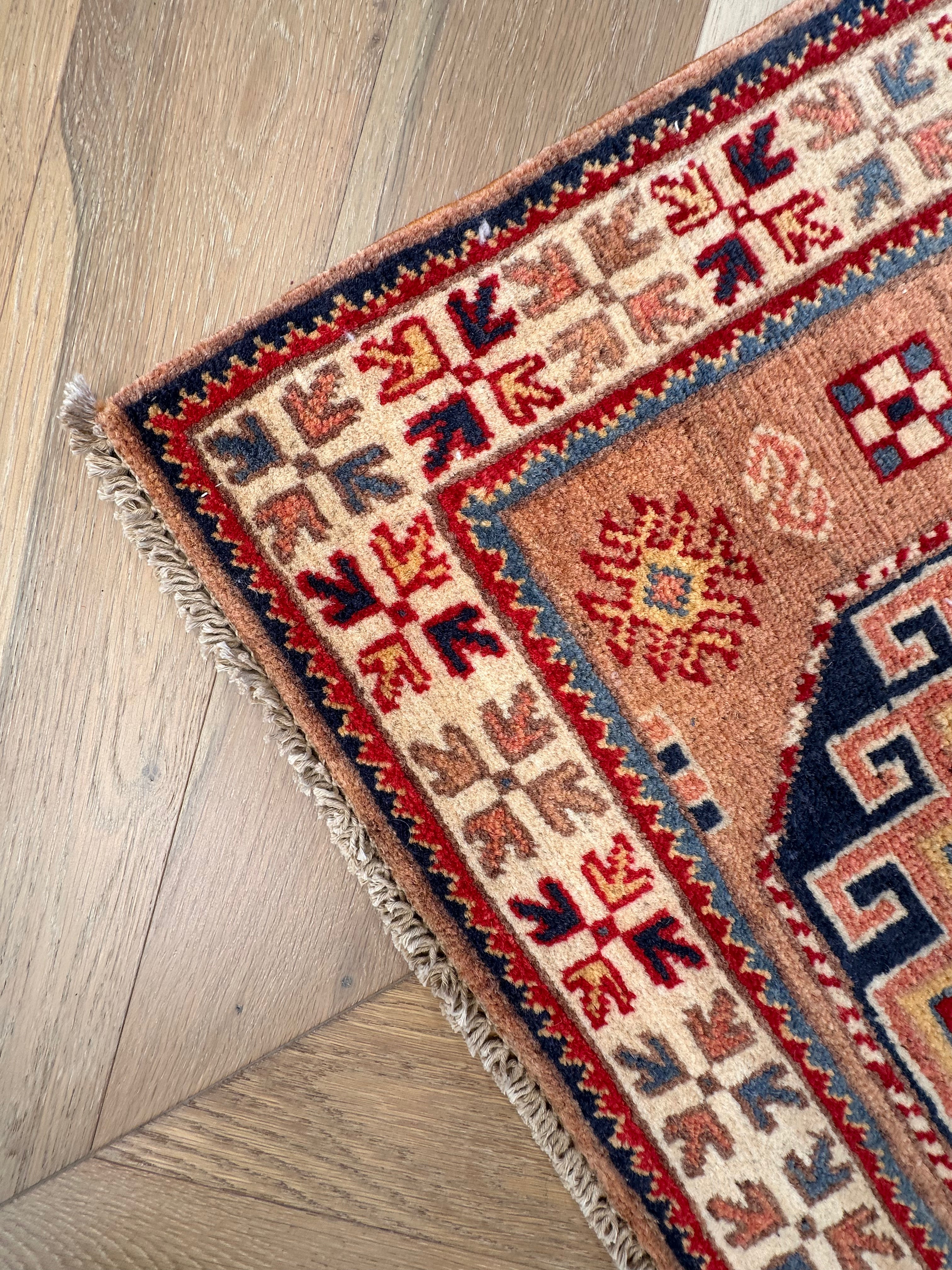 Grey Kazak handmade runner — 2.82 x 0.81