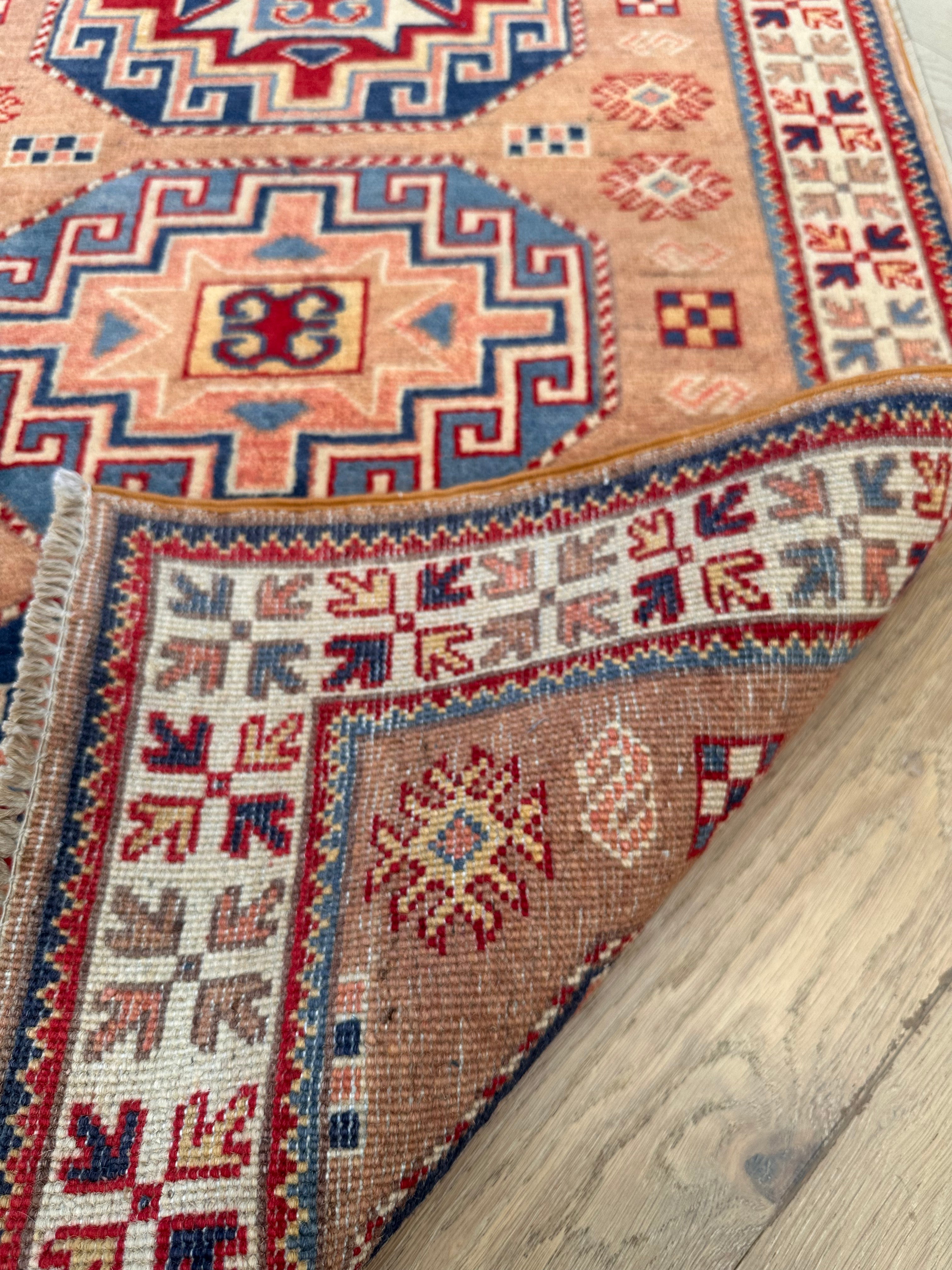 Grey Kazak handmade runner — 2.82 x 0.81
