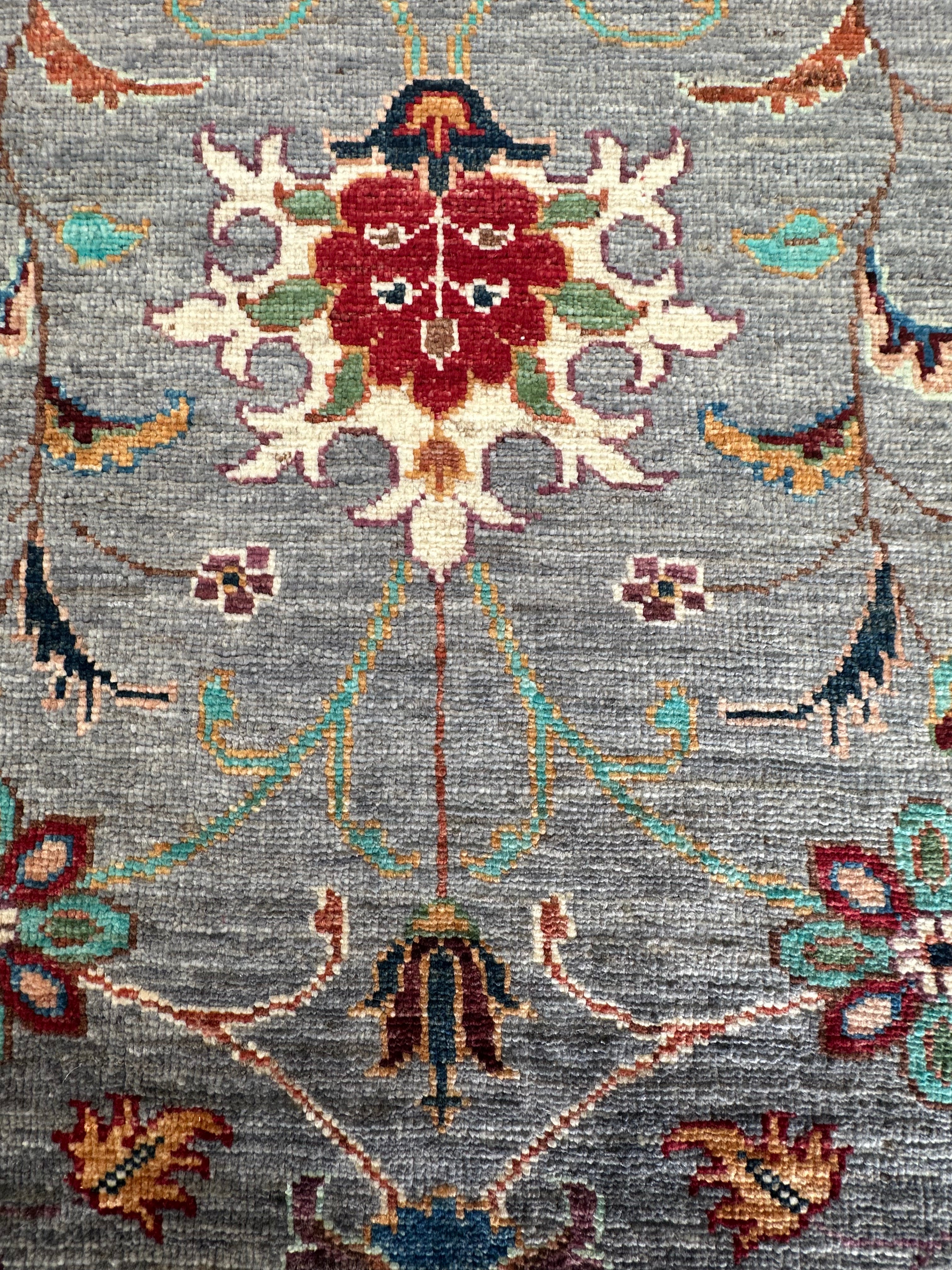 Grey Chobi Afghan Handmade — 3.06 x 0.82