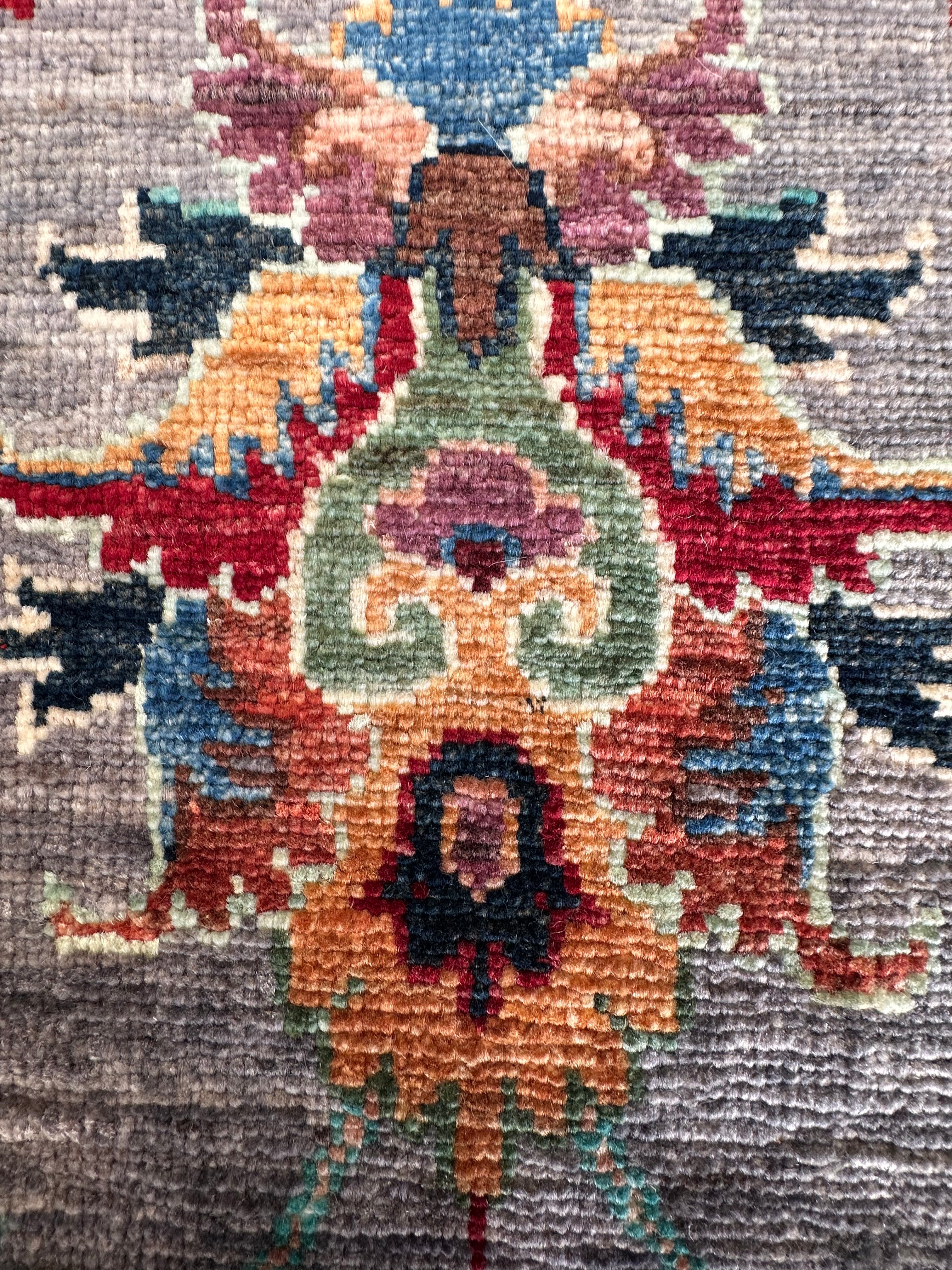 Grey Chobi Afghan Handmade — 3.06 x 0.82