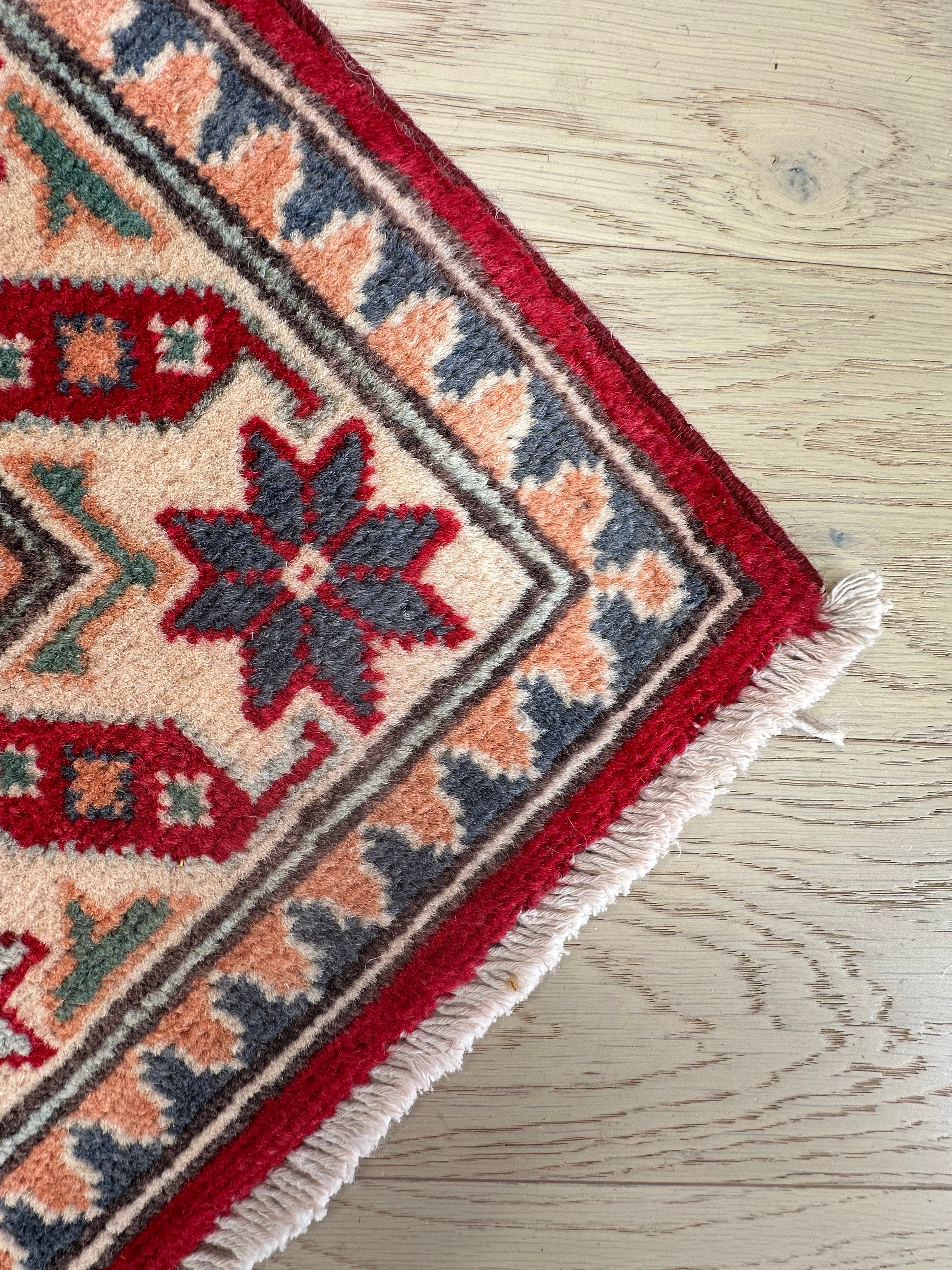 Grey Kazak handmade runner — 2.92 x 0.80