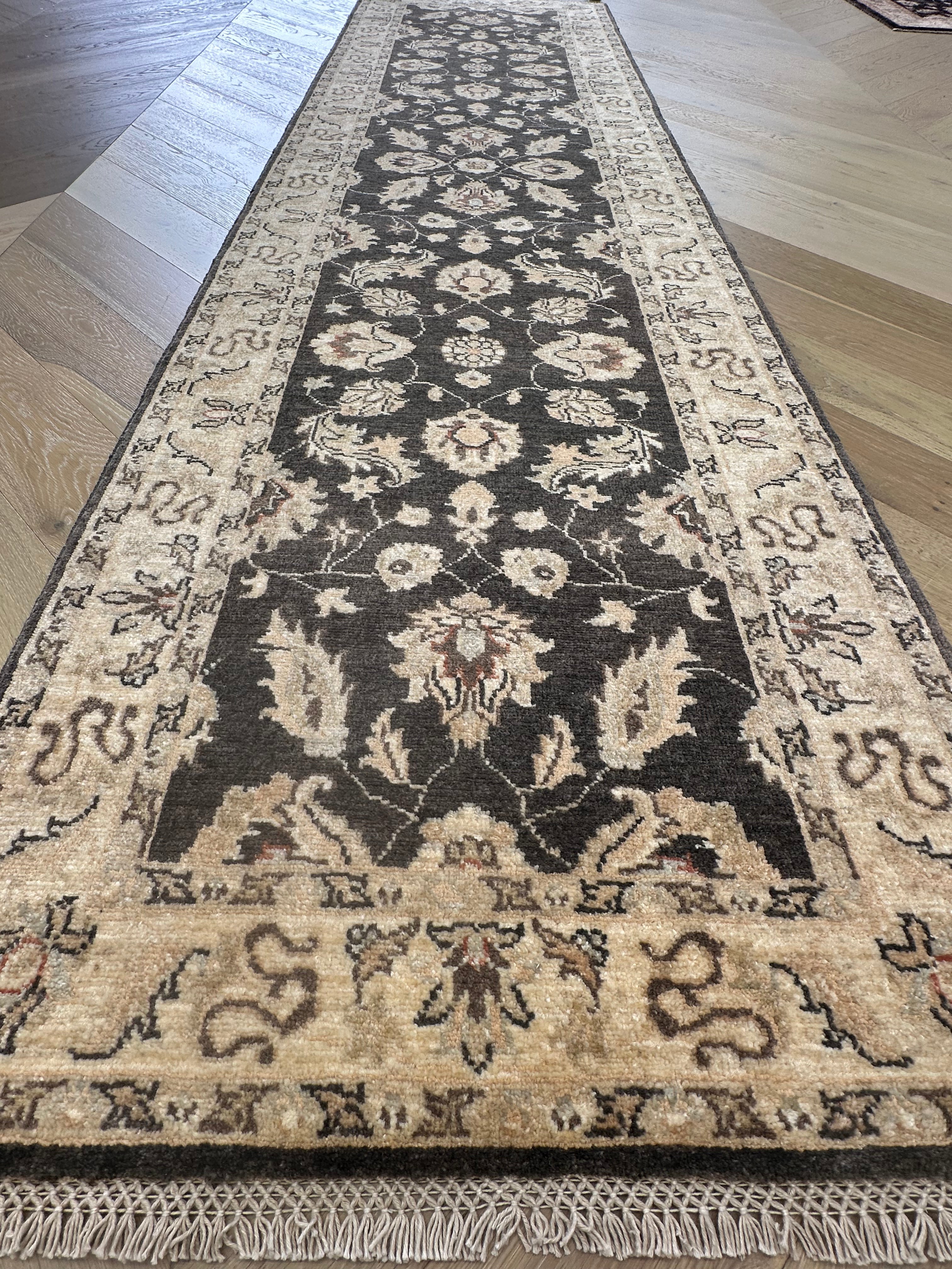 Black Chobi Afghan Handmade — 2.90 x 0.79
