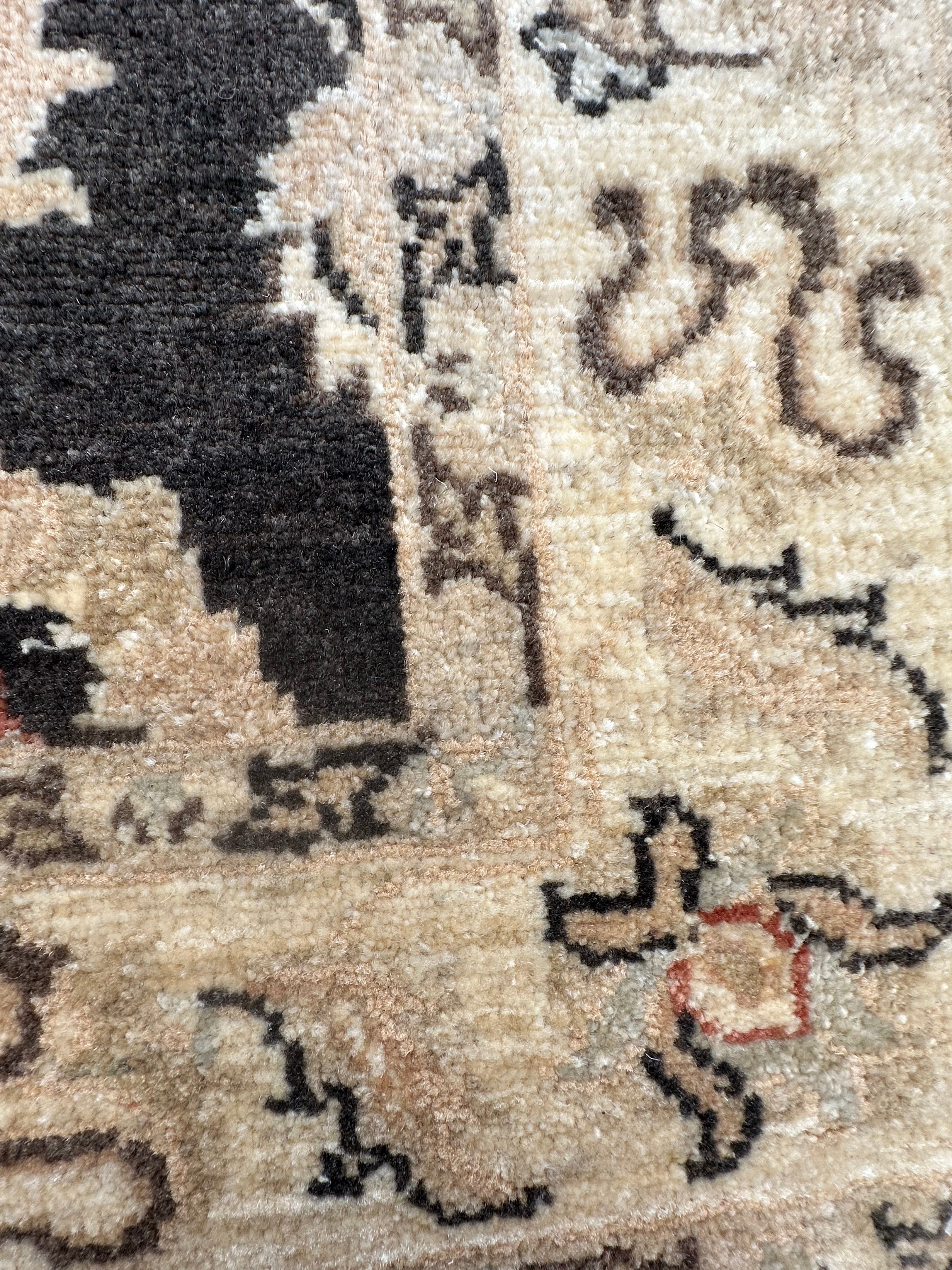 Black Chobi Afghan Handmade — 2.90 x 0.79