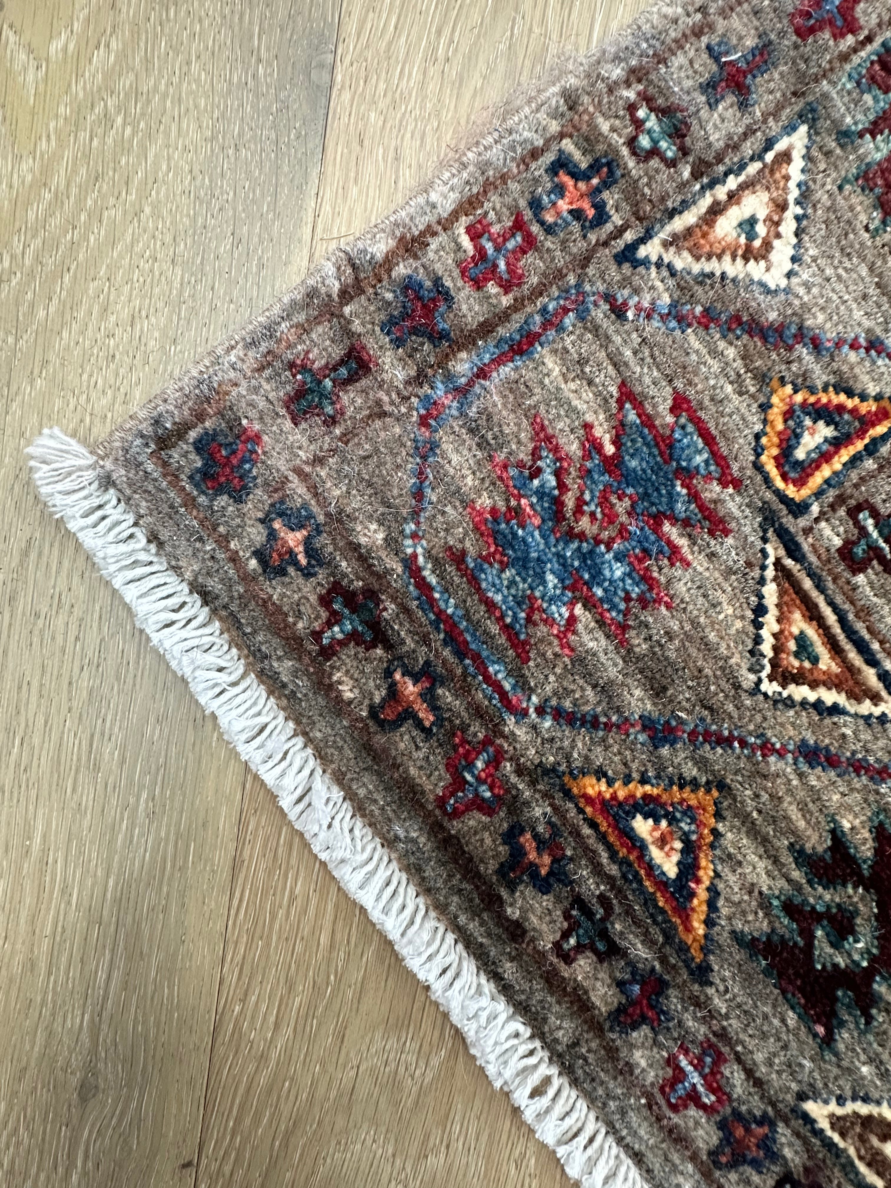 Grey Chobi Afghan Handmade — 3.00 x 0.81