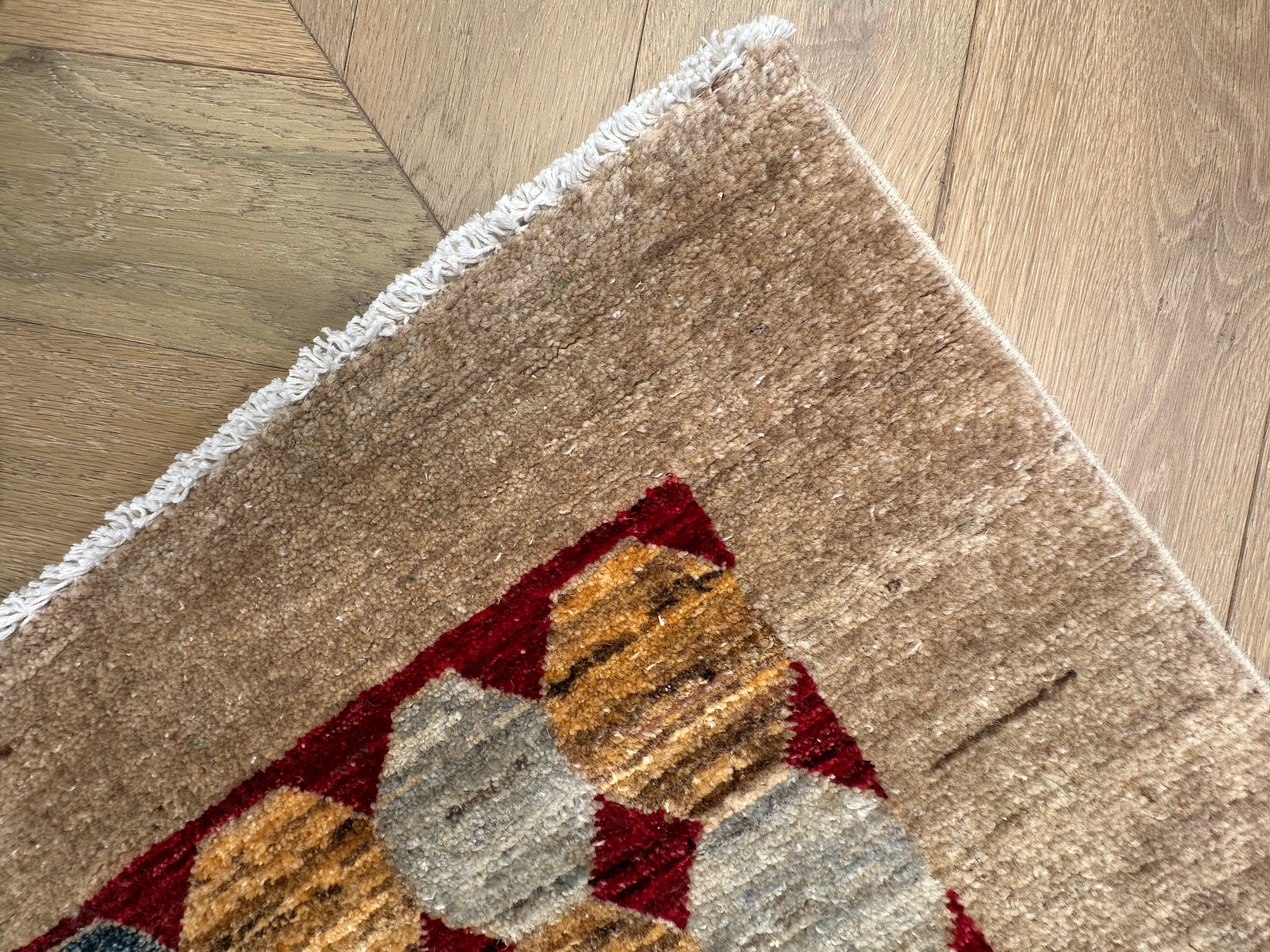 Handmade Gaba rug-runner — 3.40 x 0.69