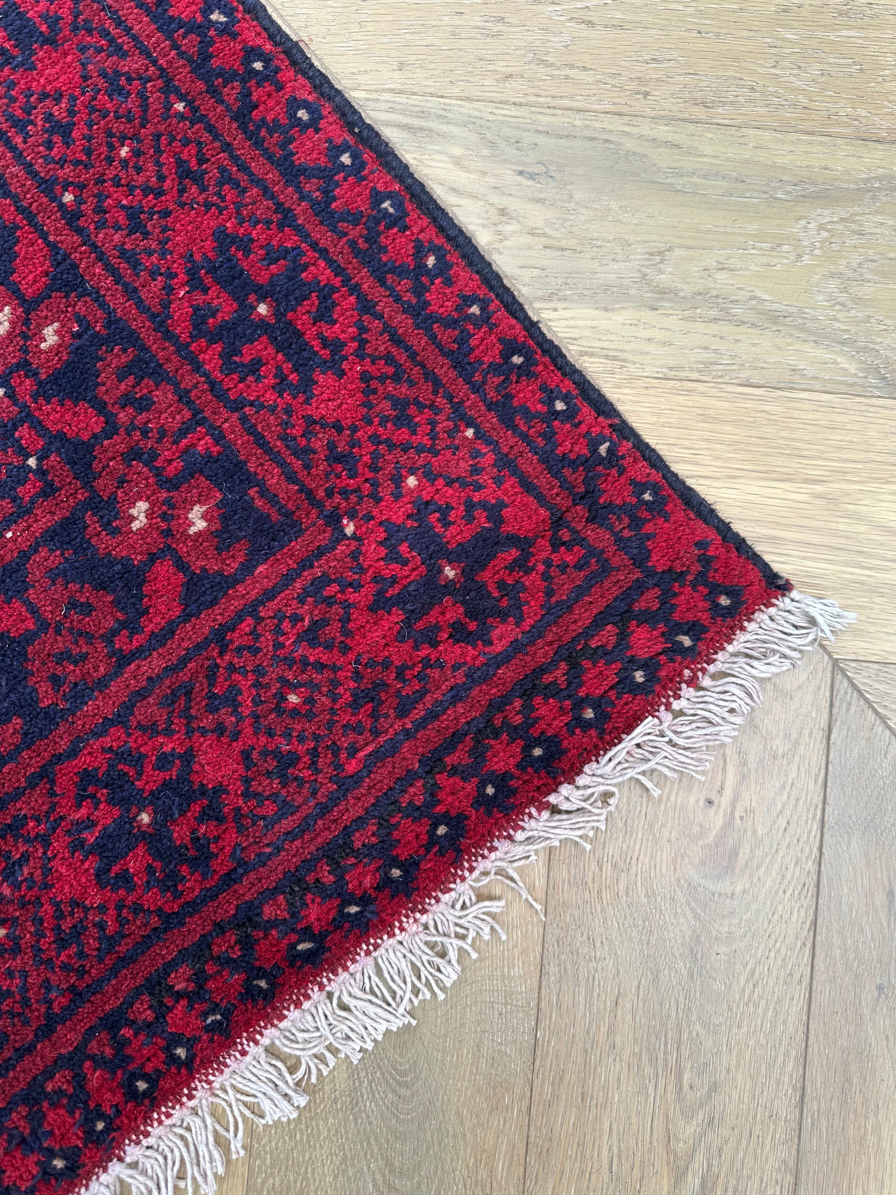 Red Afghan Handmade — 2.90 x 0.78