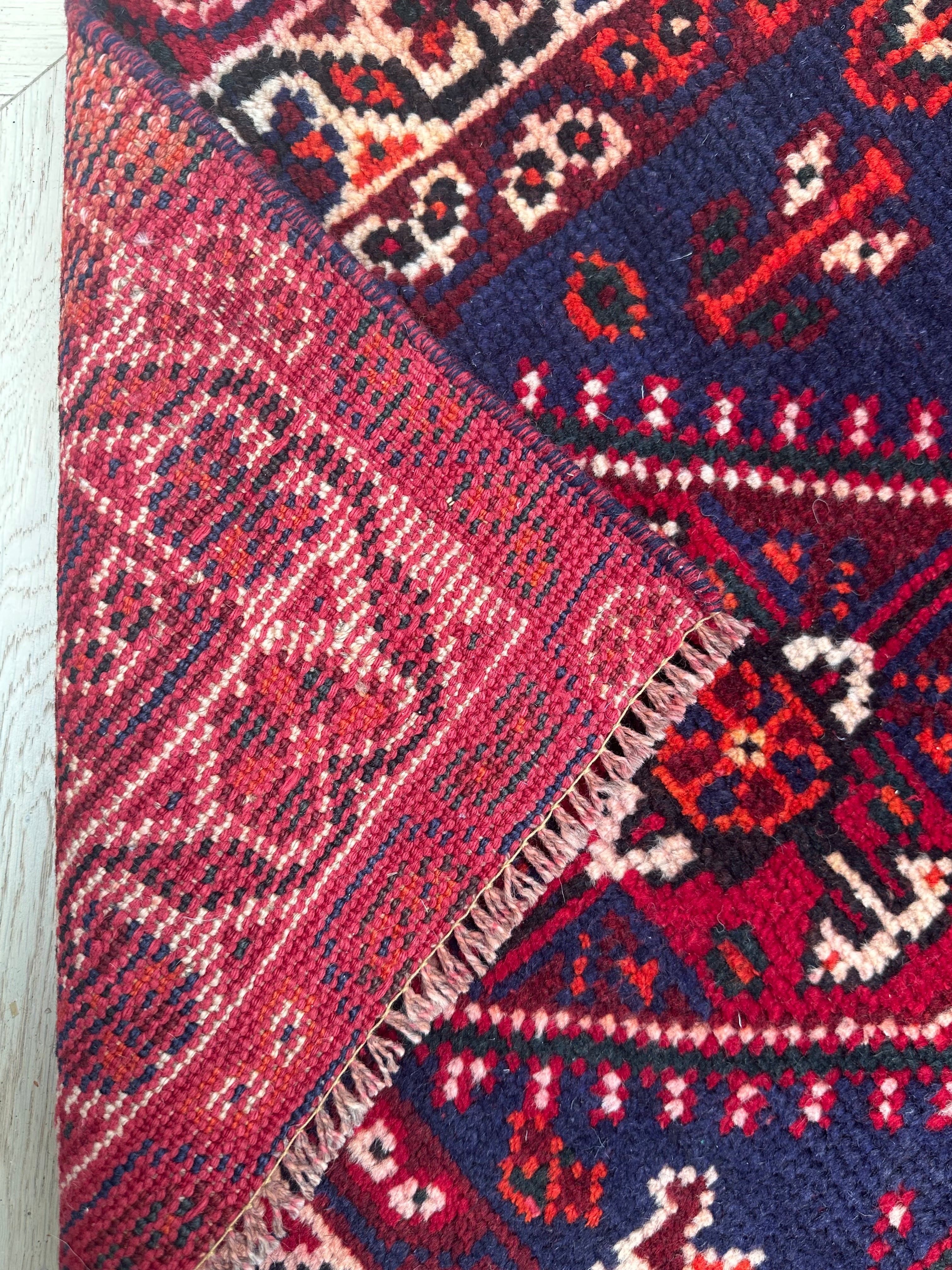 Red Afghan Handmade — 2.44 x 1.55
