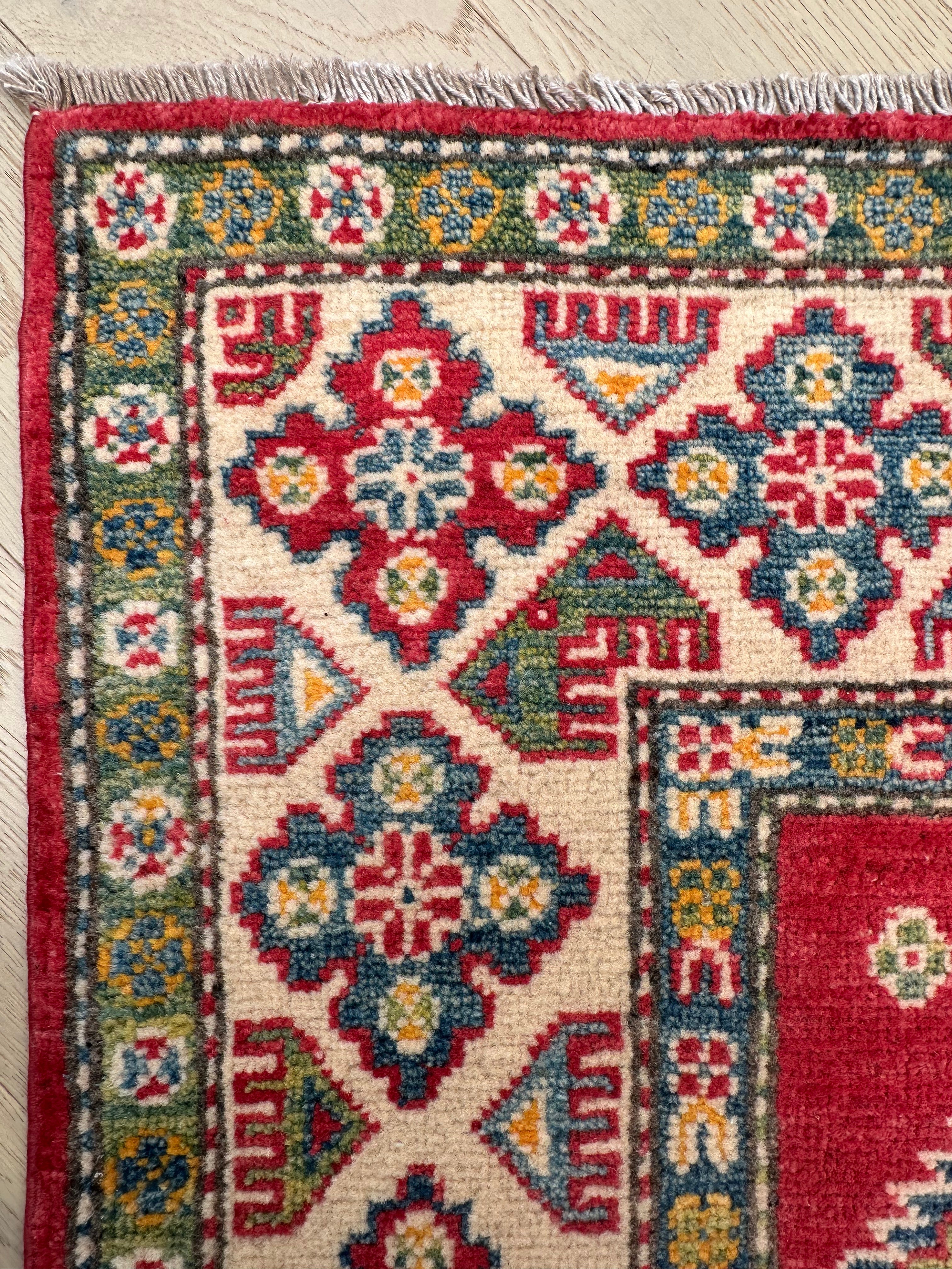 Red Afghan Handmade — 2.10 x 1.42