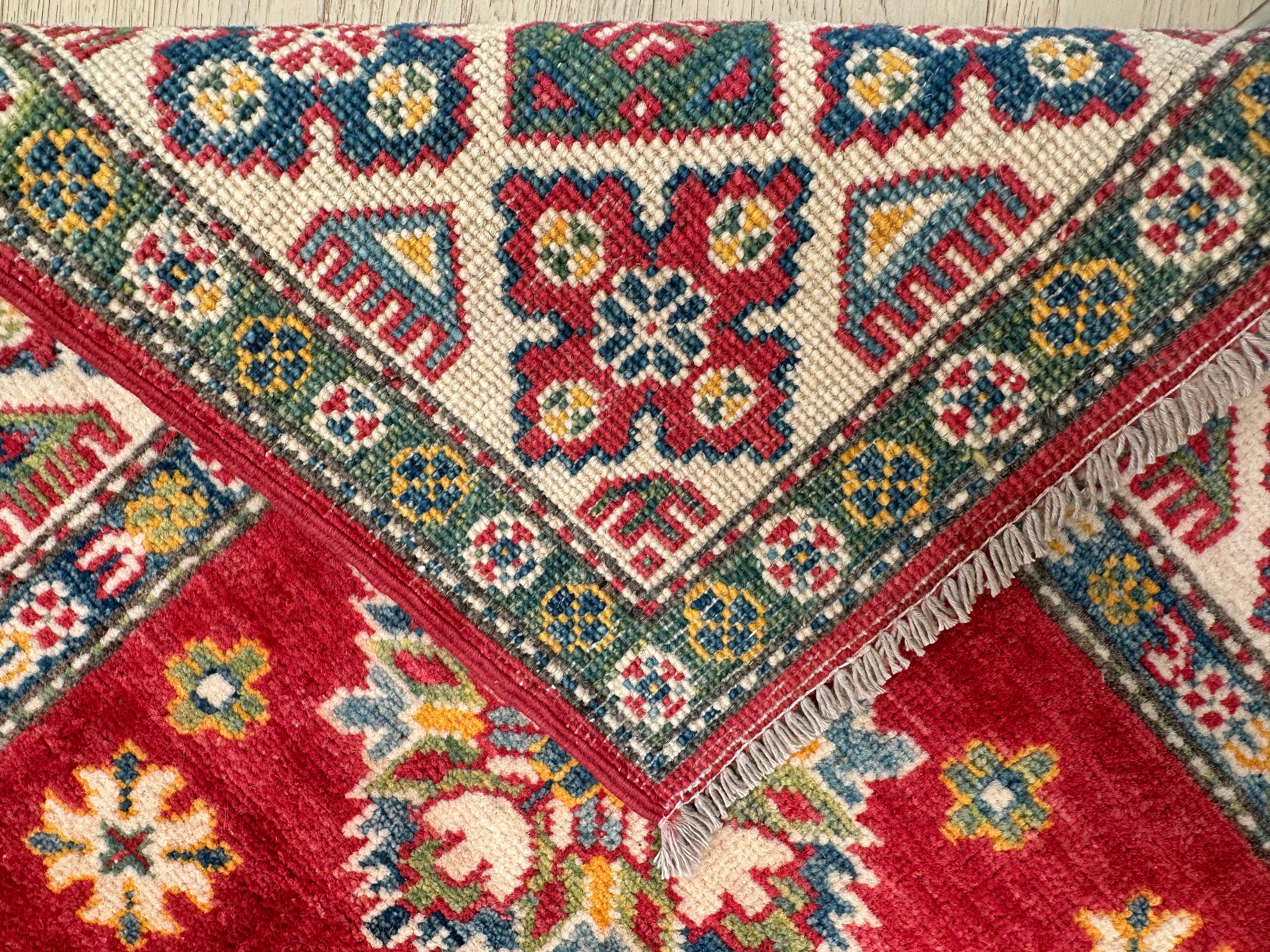 Red Afghan Handmade — 2.10 x 1.42