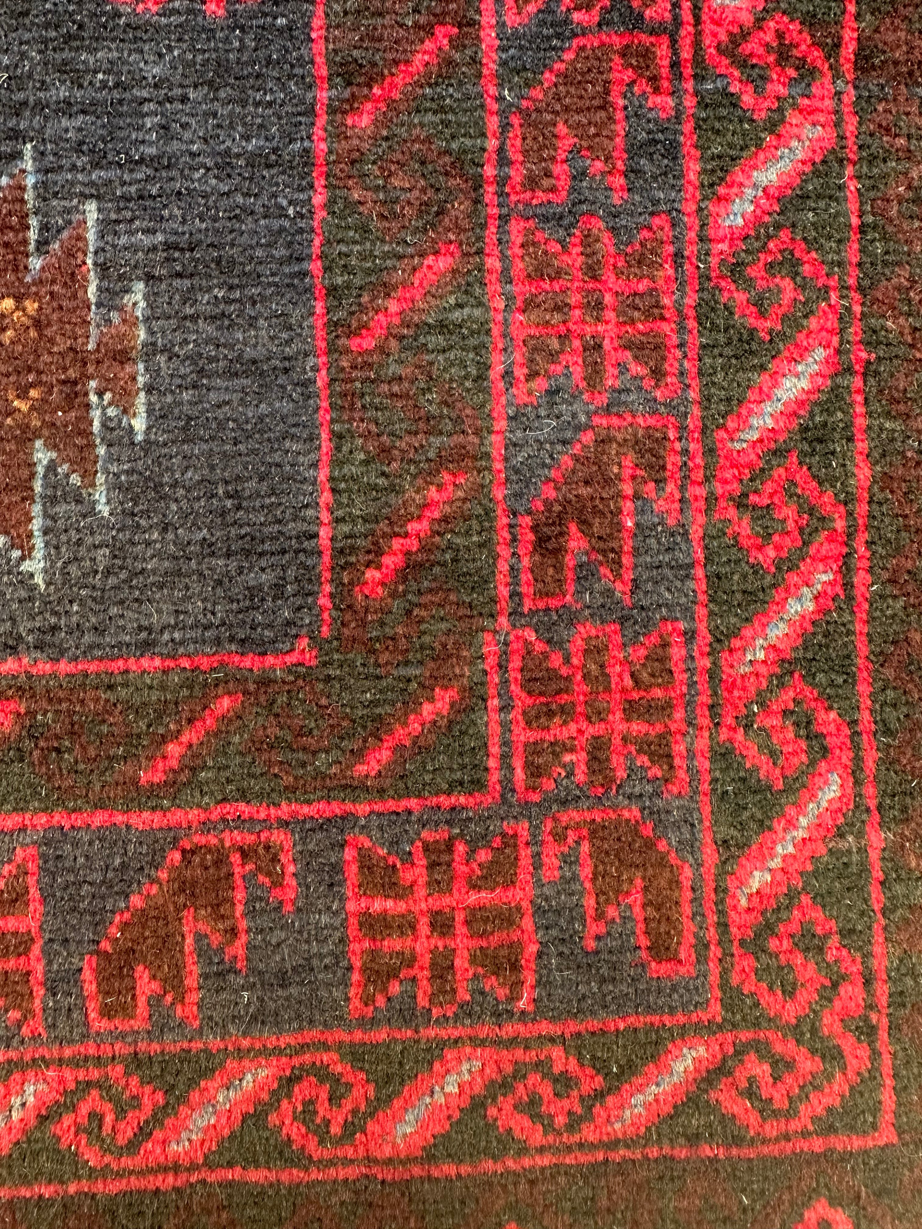 Red Afghan Handmade — 2.08 x 1.16