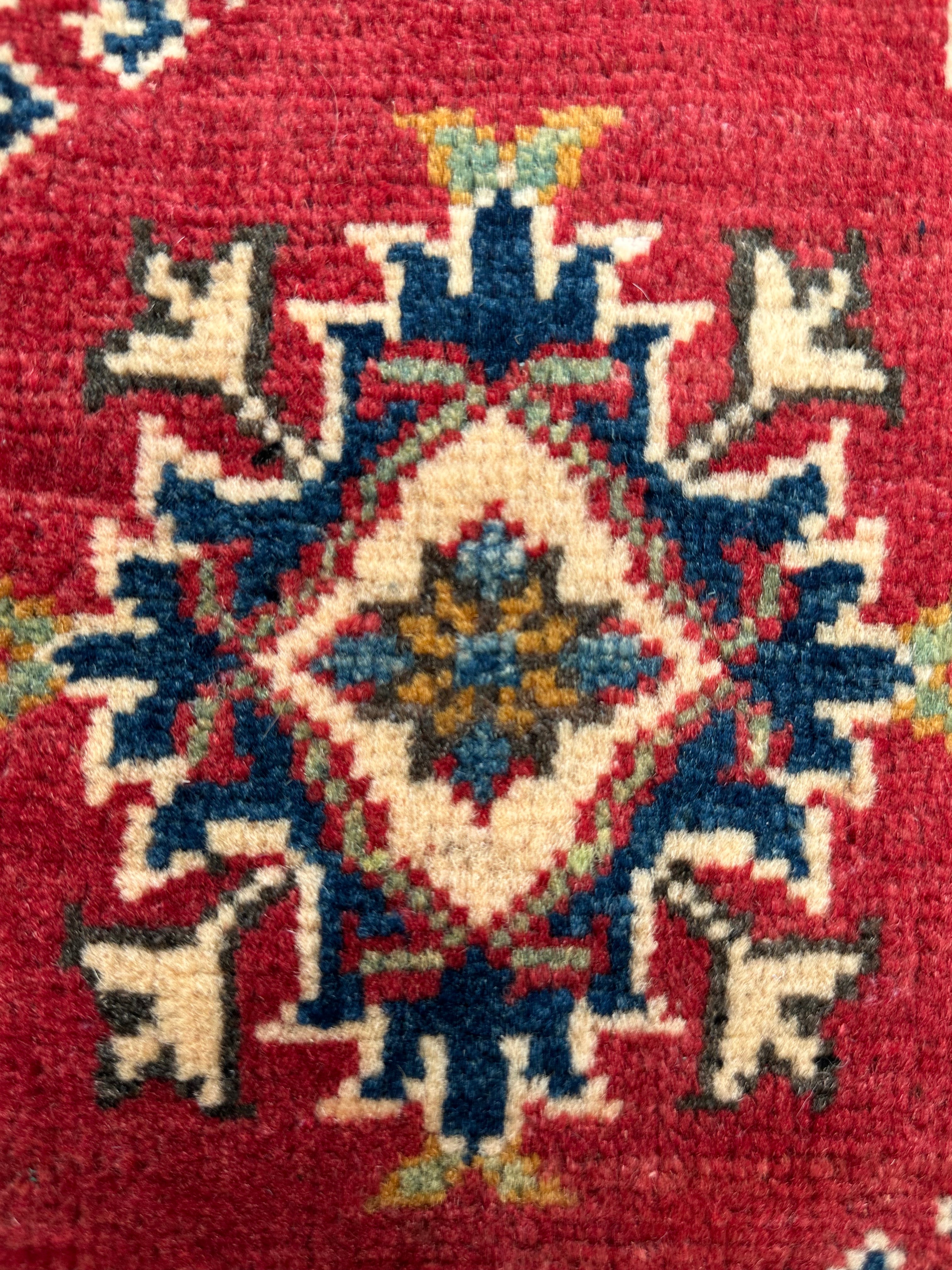 Red Afghan Handmade — 2.10 x 1.53