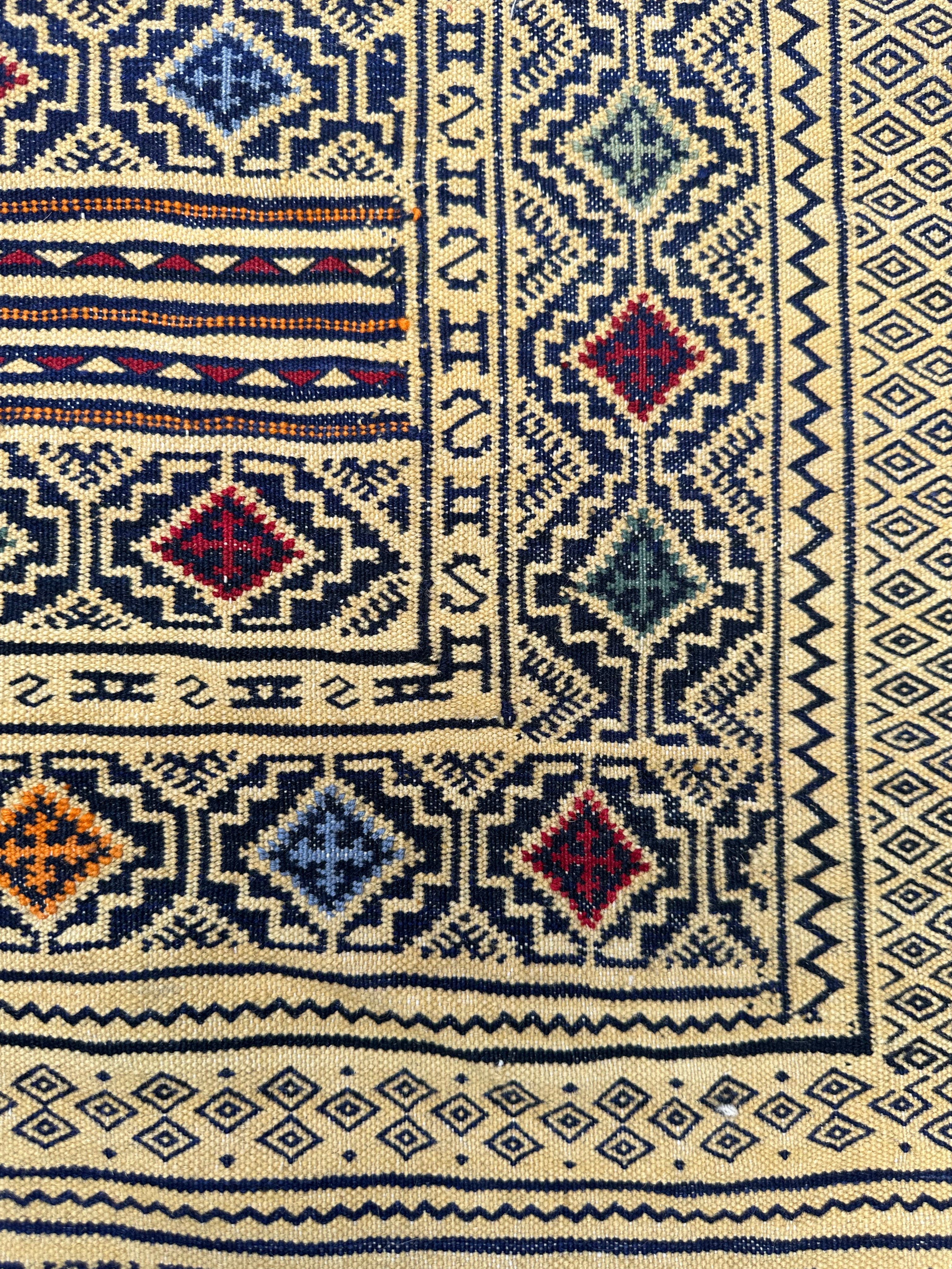 Yellow Handmade Herati Sumak Rug | — 1.90 x 1.37