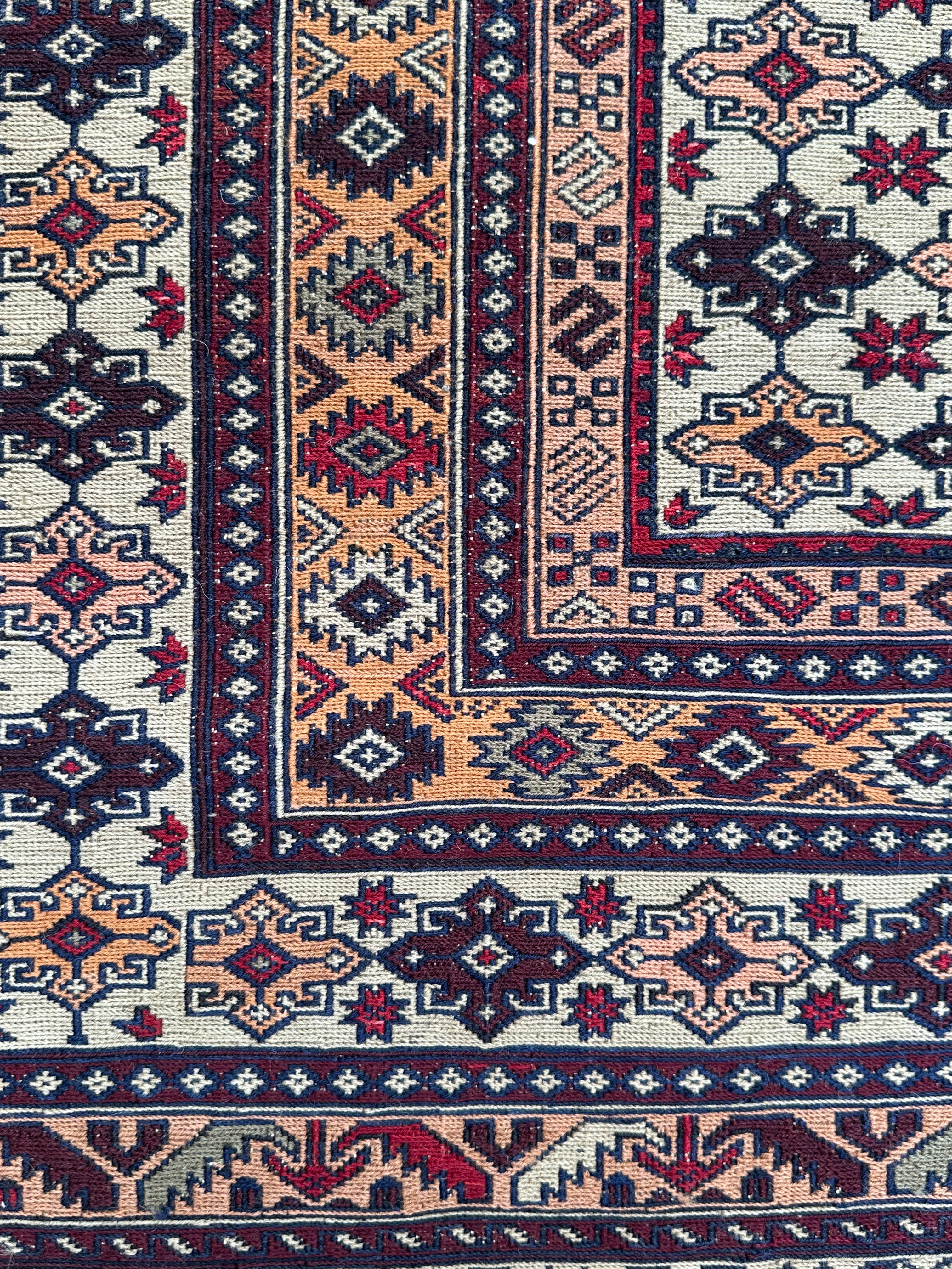 Yellow Handmade Herati Sumak Rug | — 1.88 x 1.29