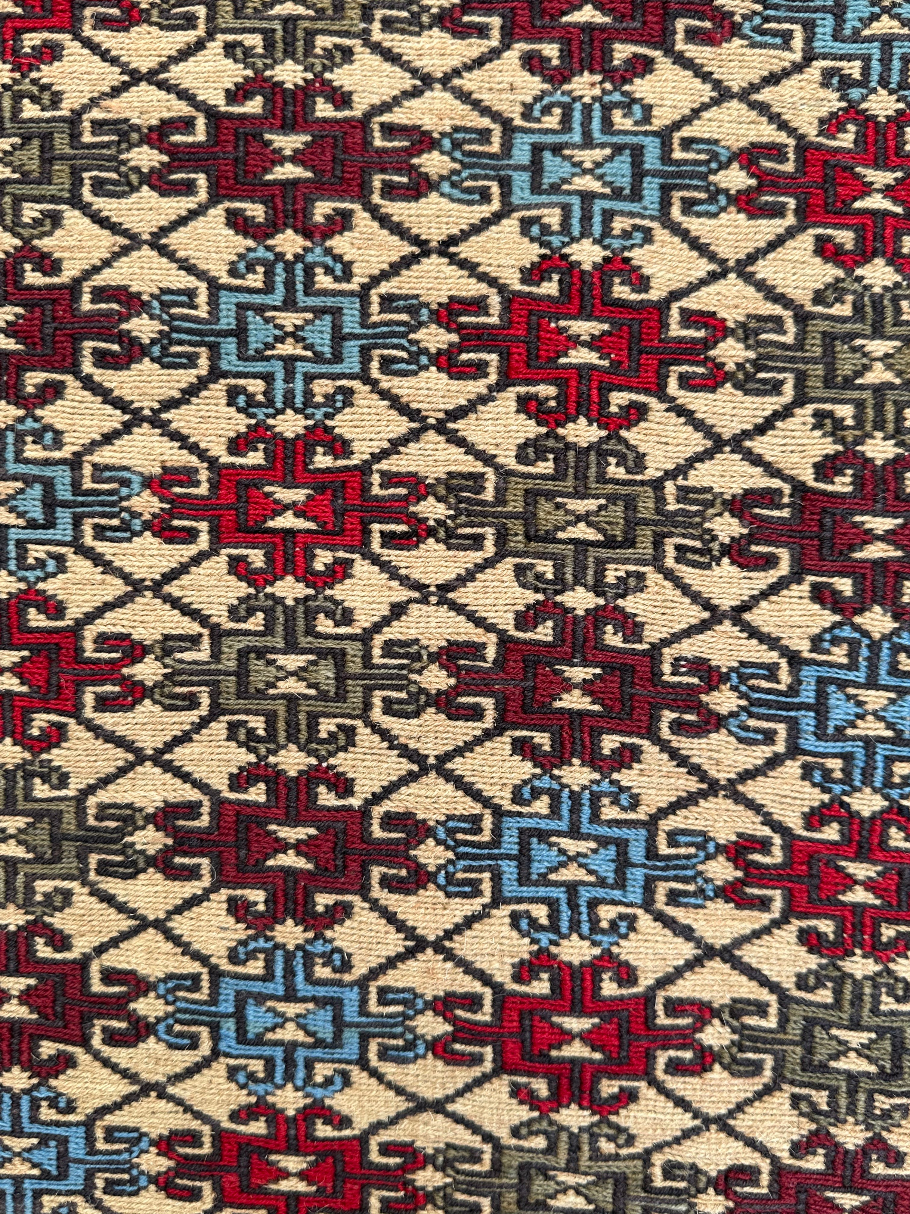 Yellow Handmade Herati Sumak Rug | — 1.88 x 1.26