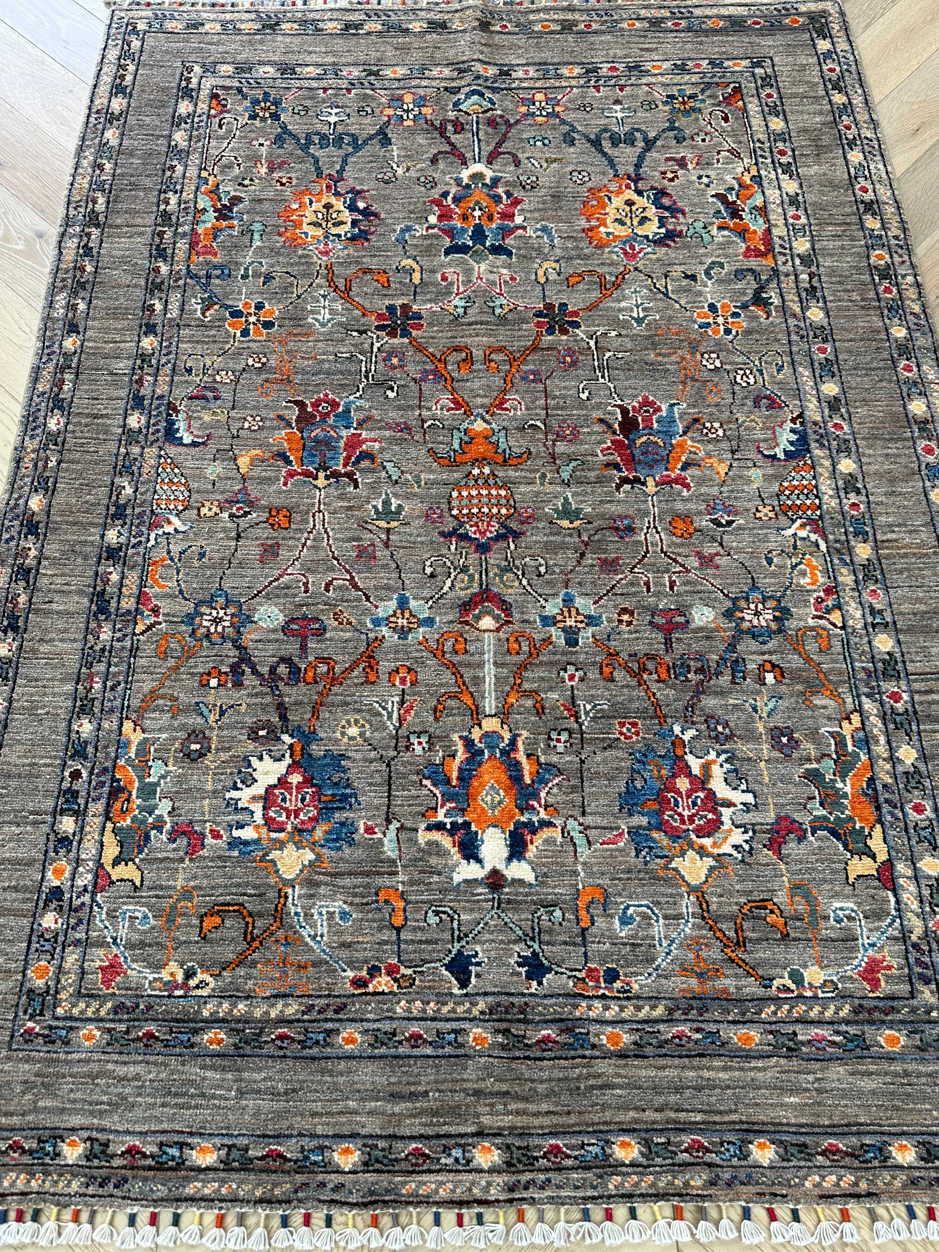 Afghan handmade rug,Chobi. Size: 153x139 cm
