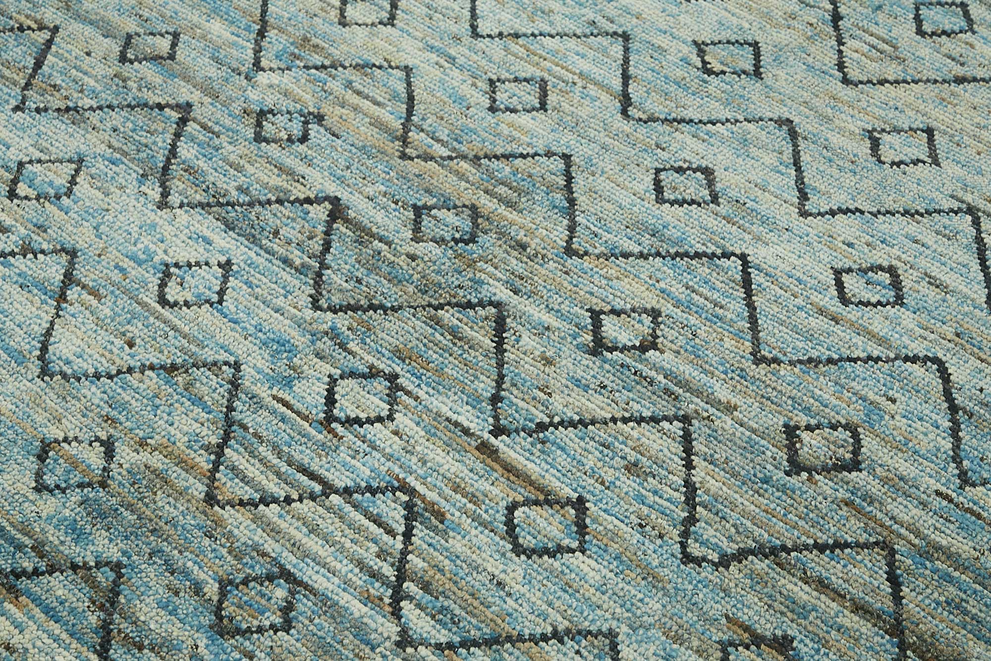 Blue Blue Tribal Samandar Atlas Rug – 2.50 x 3.00 — 2.50 x 3.00