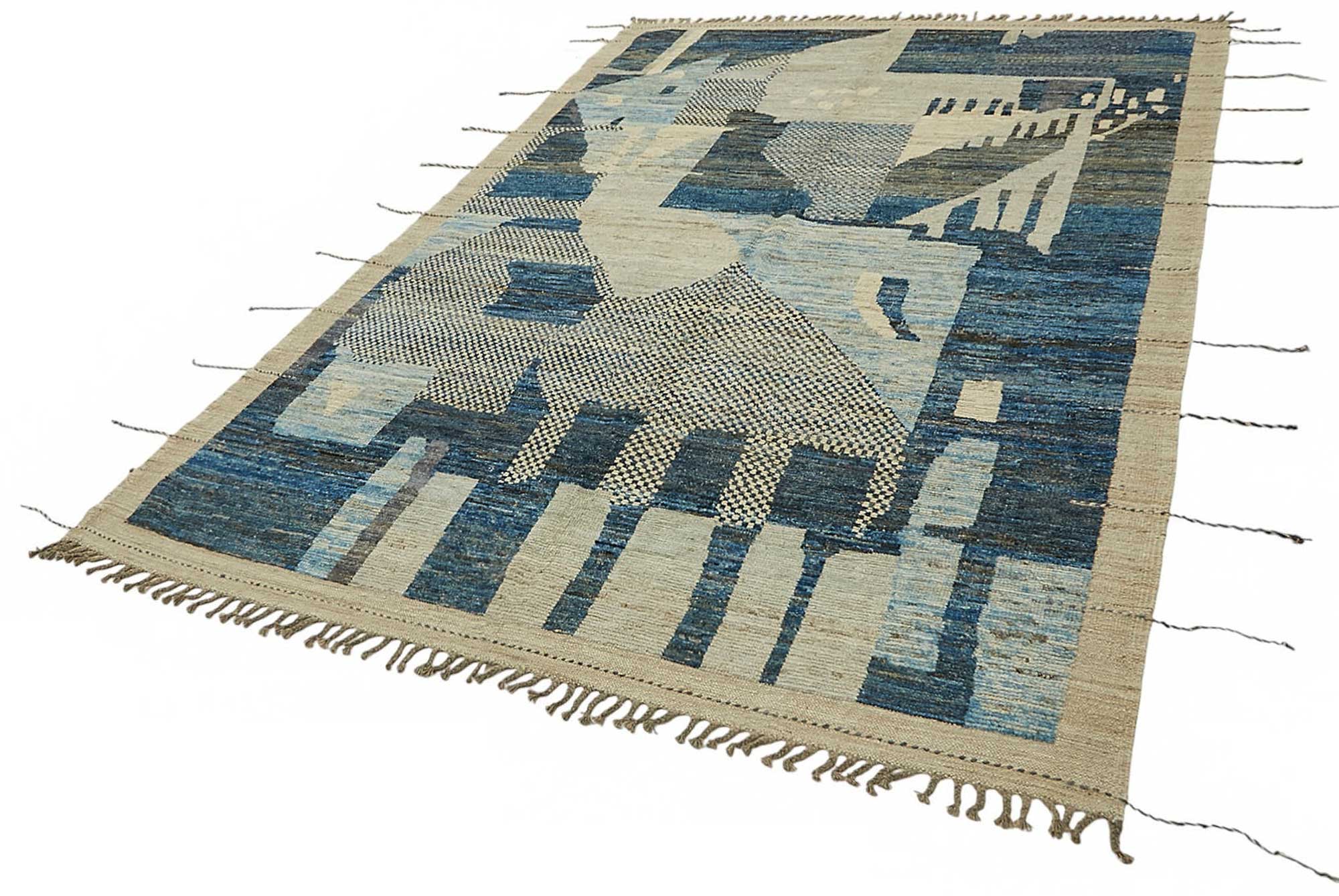 Blue Blue Tribal Rug Rug – 2.04 x 3.05 — 2.04 x 3.05