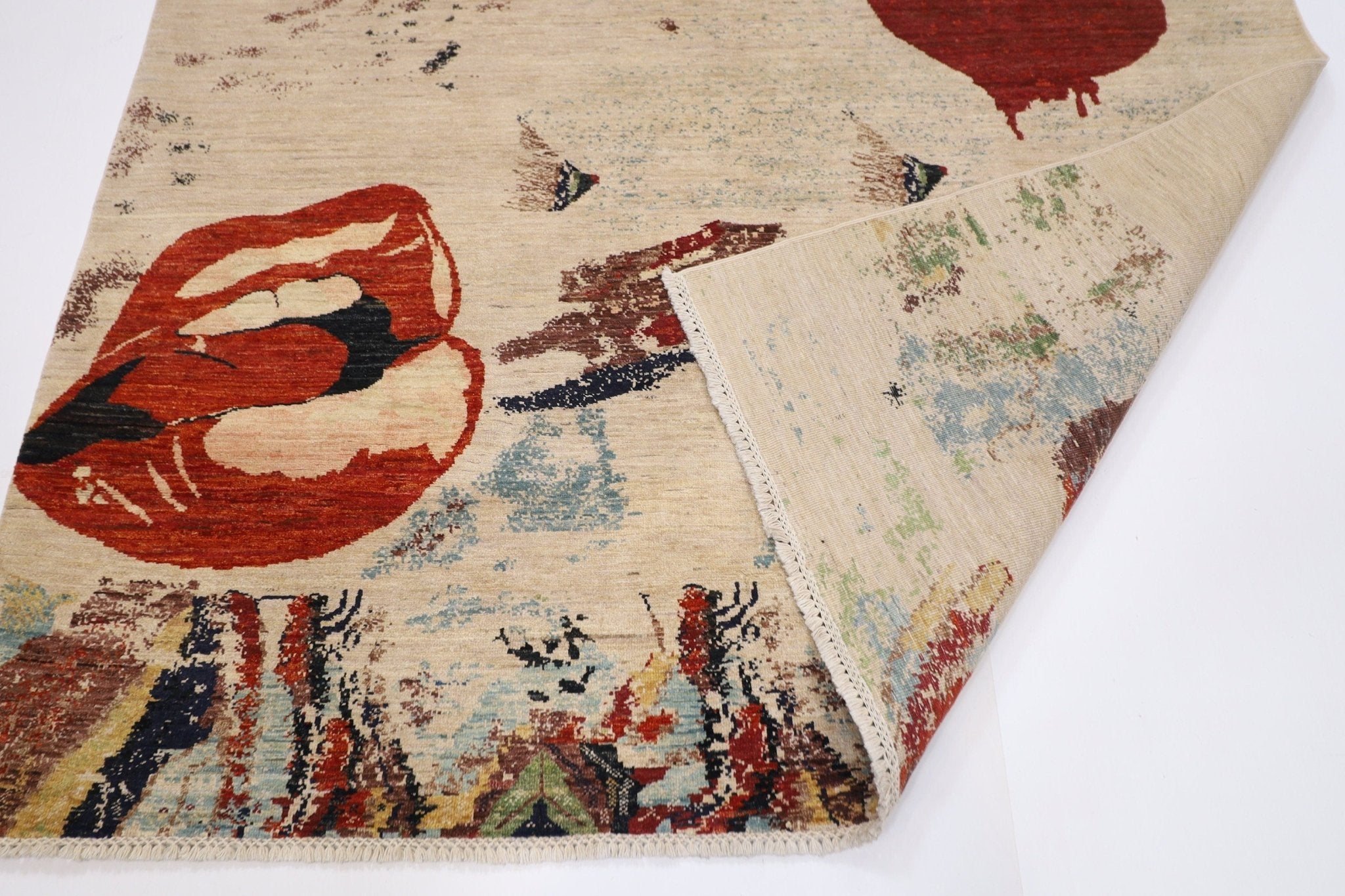 Gabbeh - 187x183 cm, 6'2"x6' ft Afghan Hand Knotted Rug for Home Decor - Jerm Rugs - Handmade Afghan Rug - Jerm Rugs