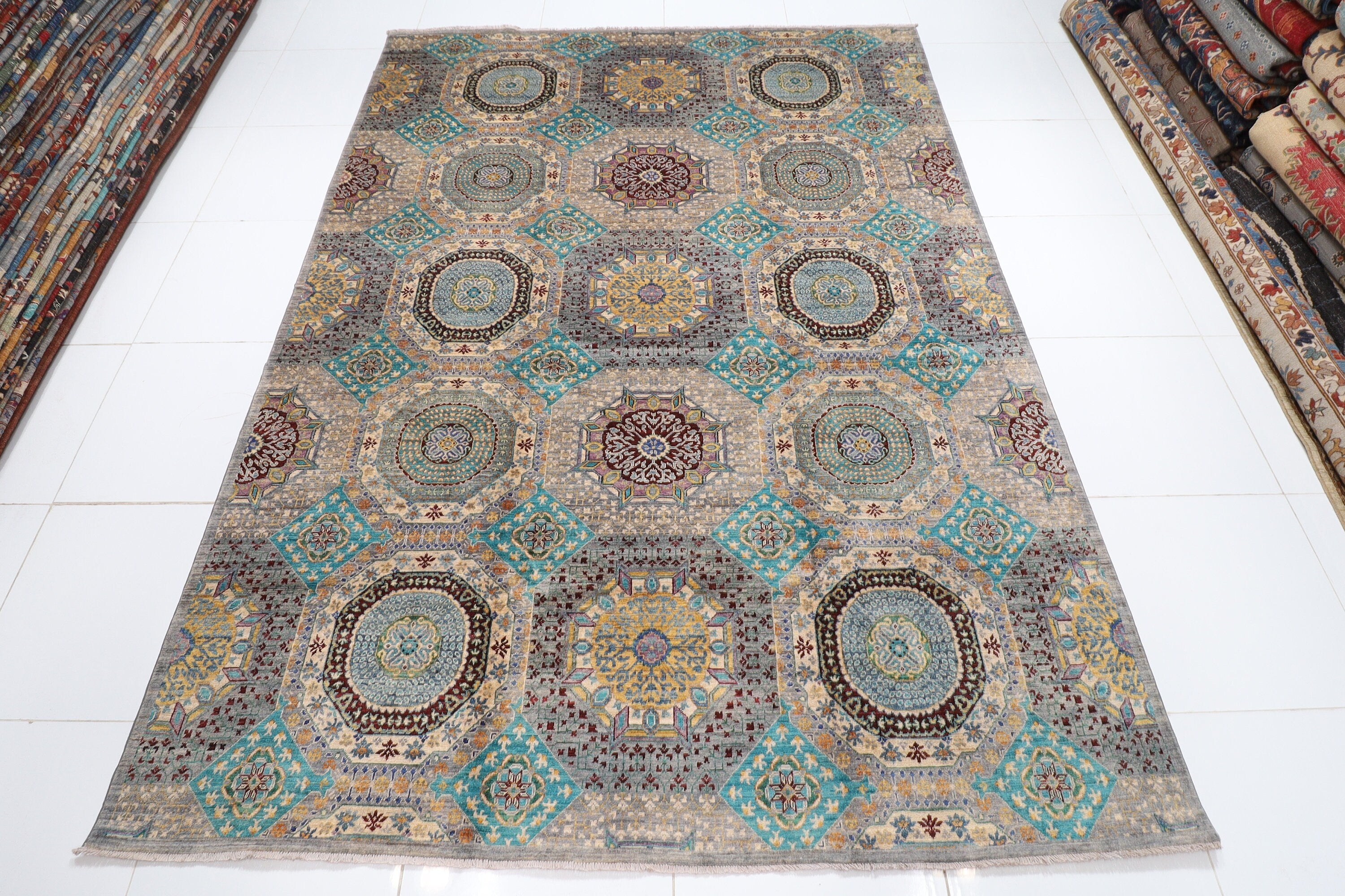 Blue Afghan Handmade — 2.55 x 3.48