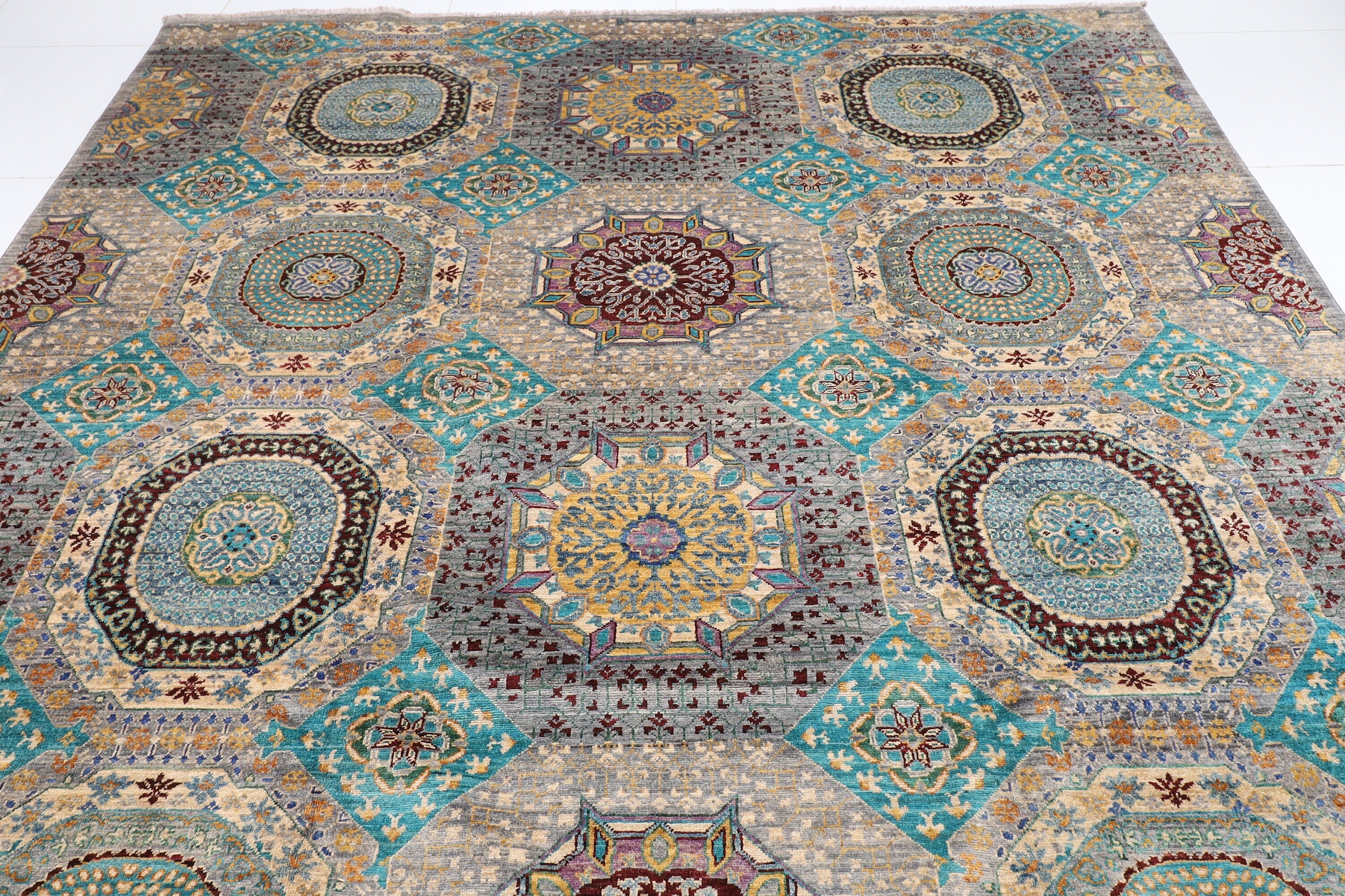 Blue Afghan Handmade — 2.55 x 3.48