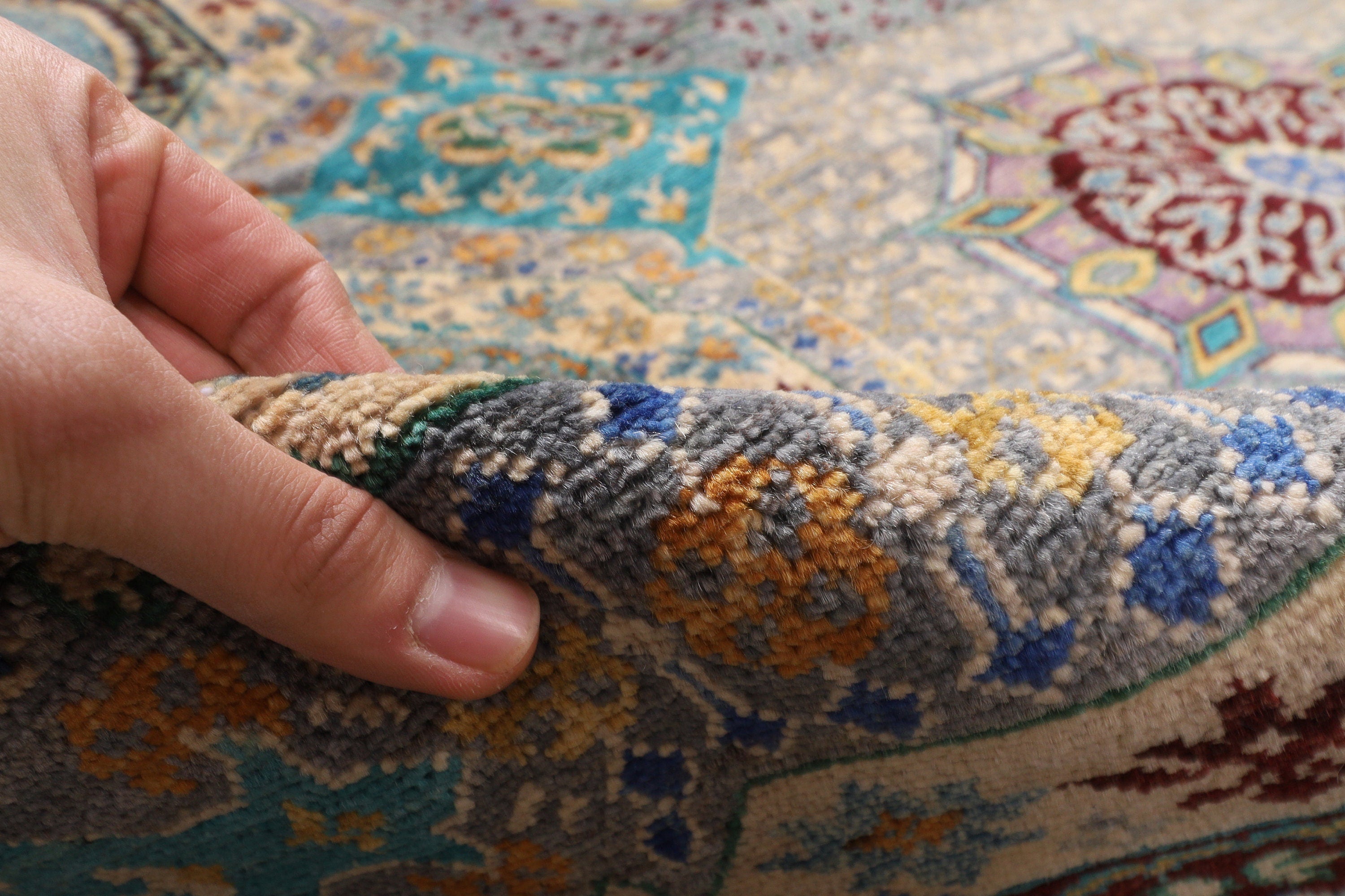Blue Afghan Handmade — 2.55 x 3.48