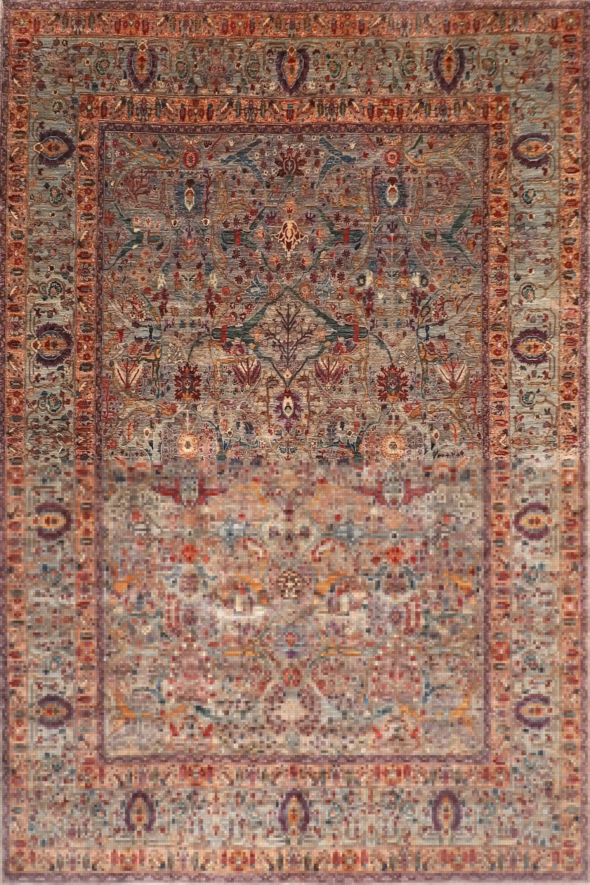 Brown Afghan Handmade — 2.74 x 3.66
