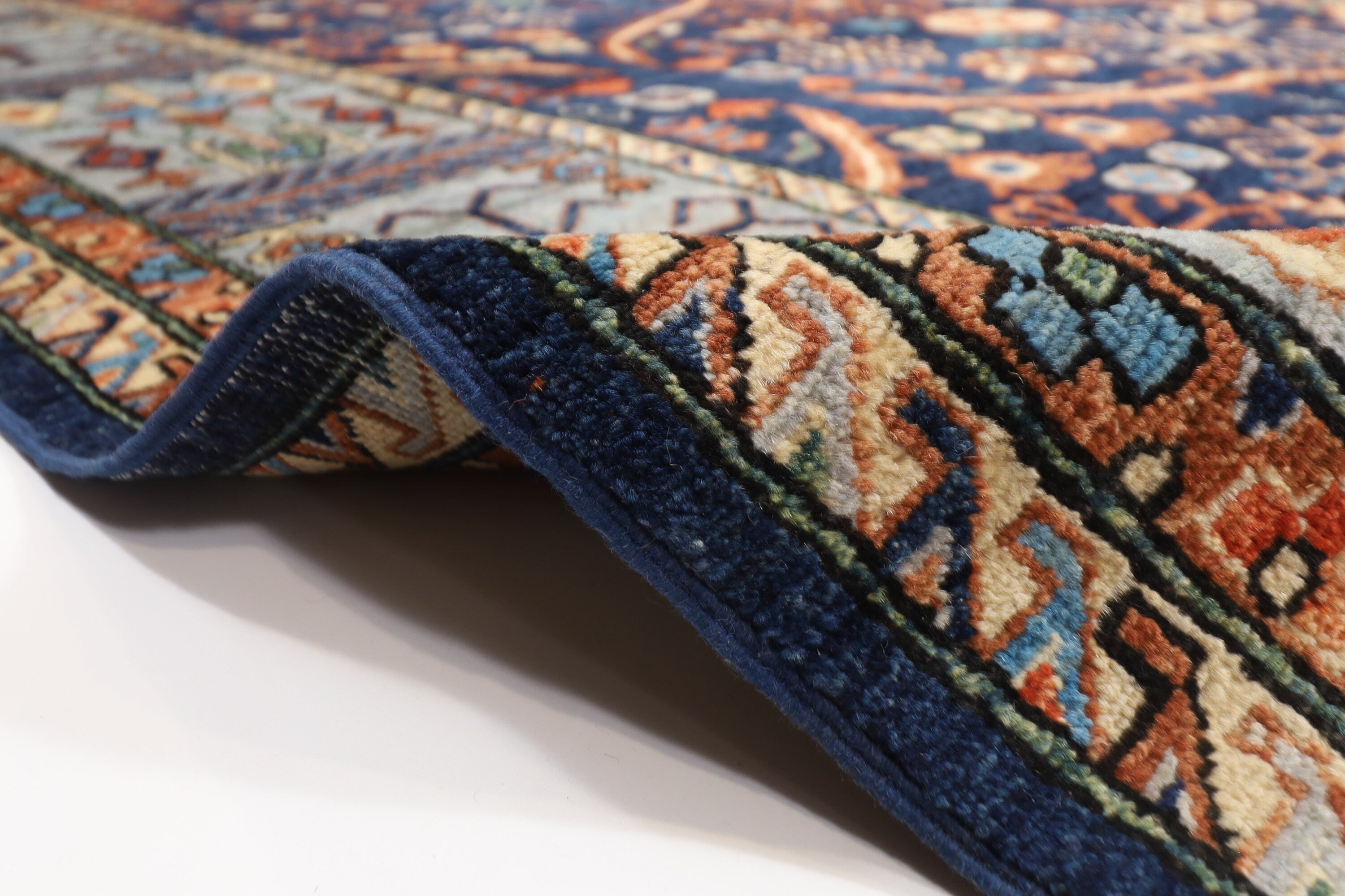 Large Navy Blue Area Rug Wool Natural Colors Hand Knotted Rug 310 x 490cm